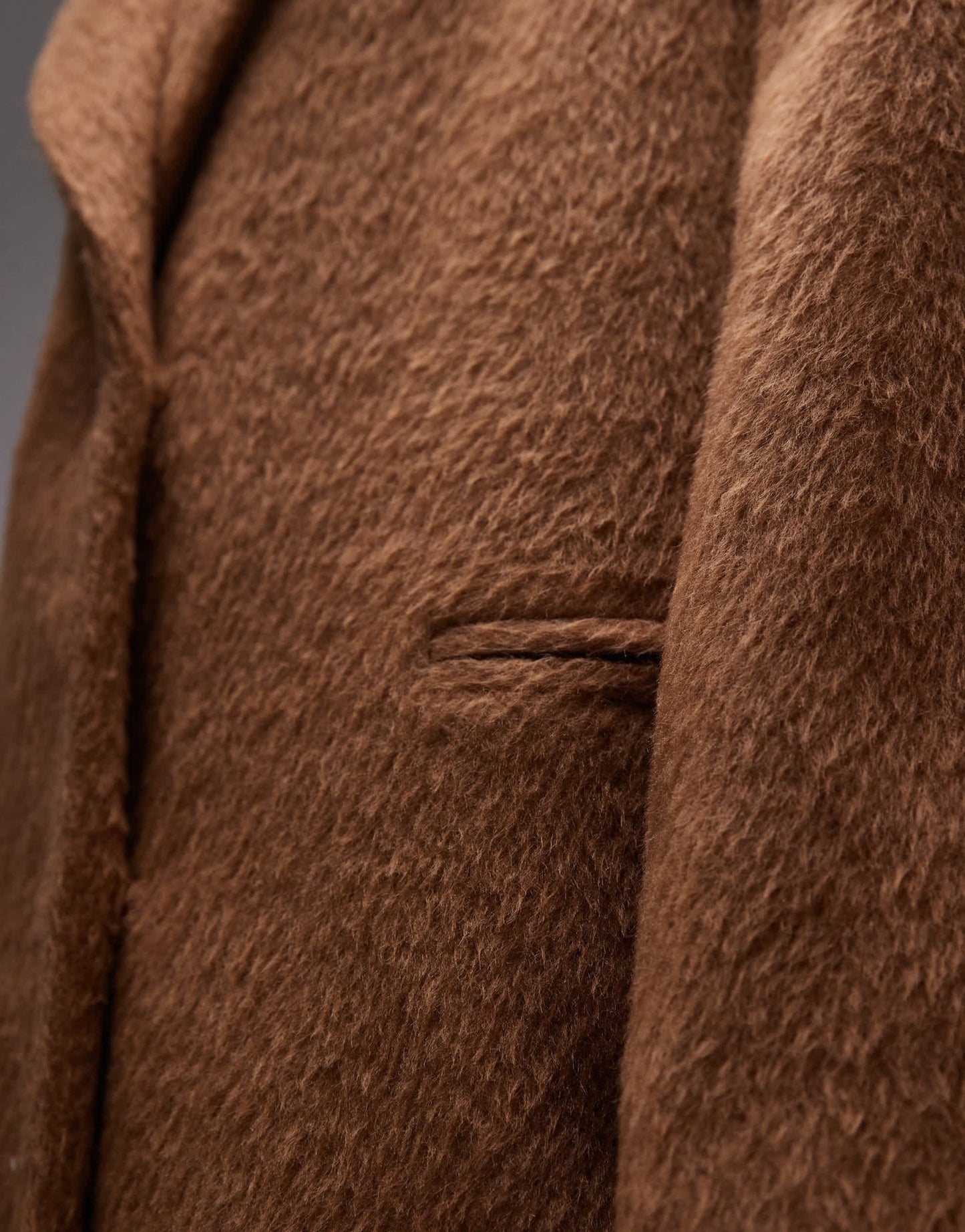Topshop longline brushed popper coat in camel - ASOS Sample Sale