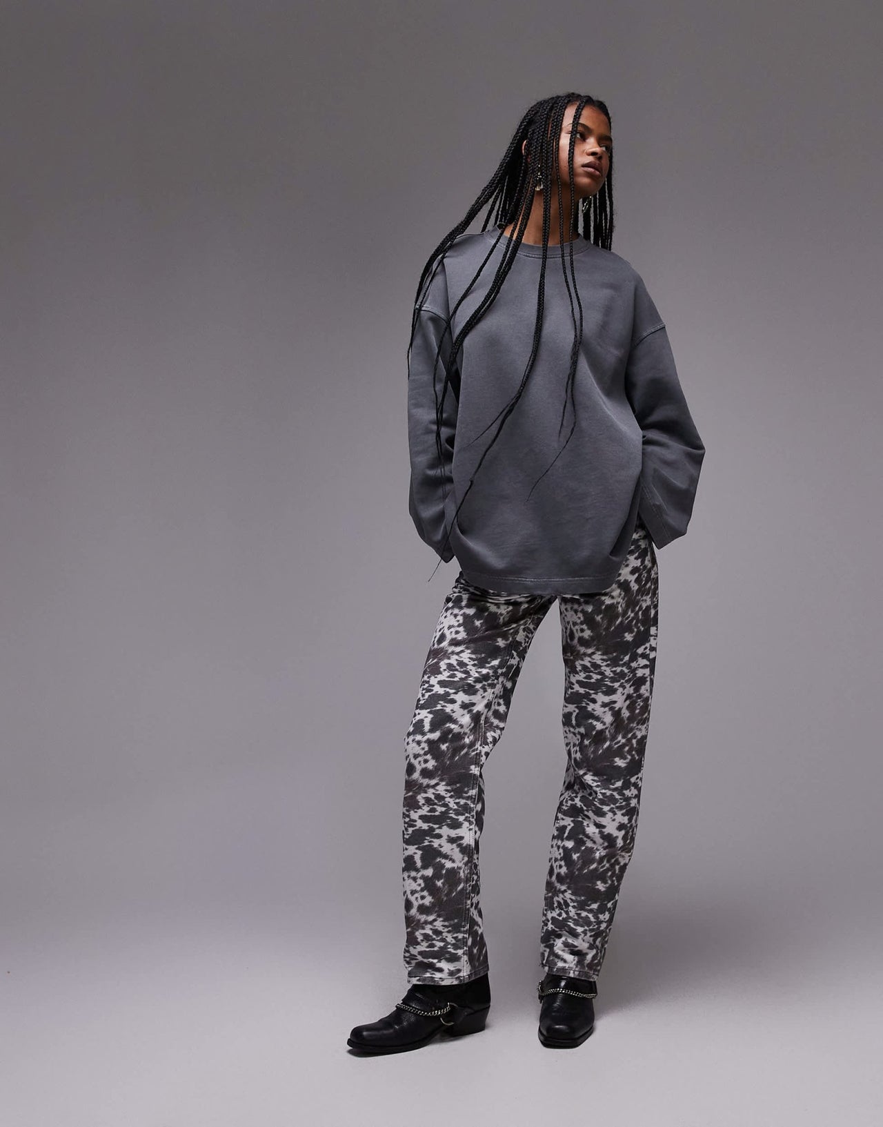 Topshop low rise straight leg trouser in pony print - ASOS Sample Sale