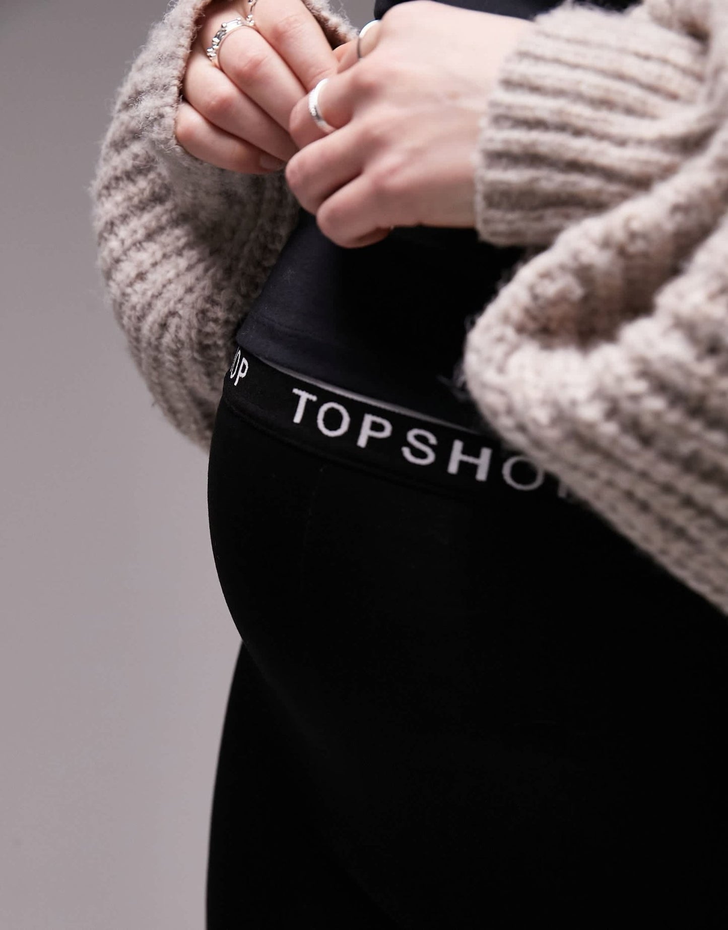Topshop Maternity branded elastic legging short in black - ASOS Sample Sale