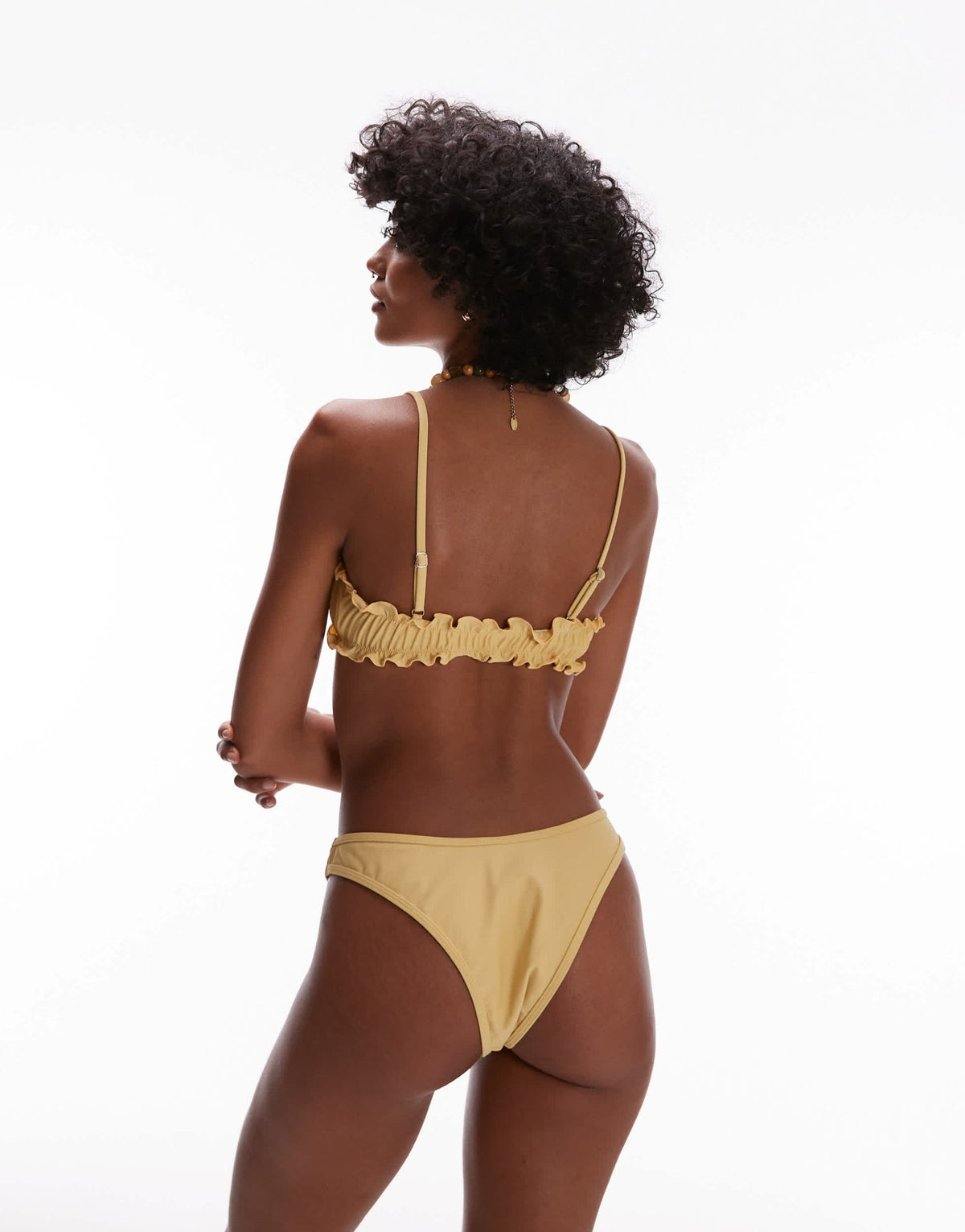 Topshop Miami frill bandeau bikini top in yellow - ASOS Sample Sale