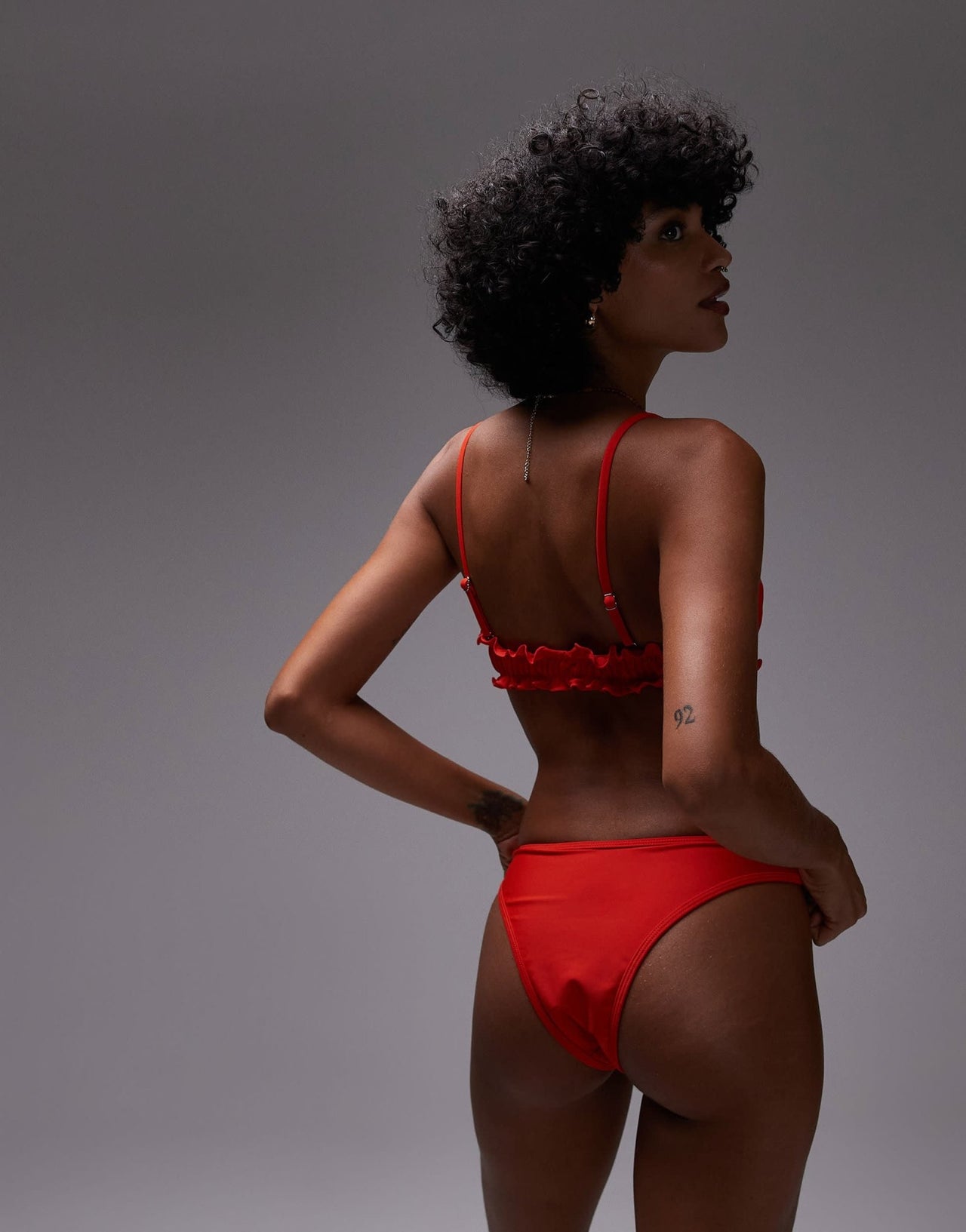 Topshop Miami frill high leg brief bikini bottoms in red - ASOS Sample Sale