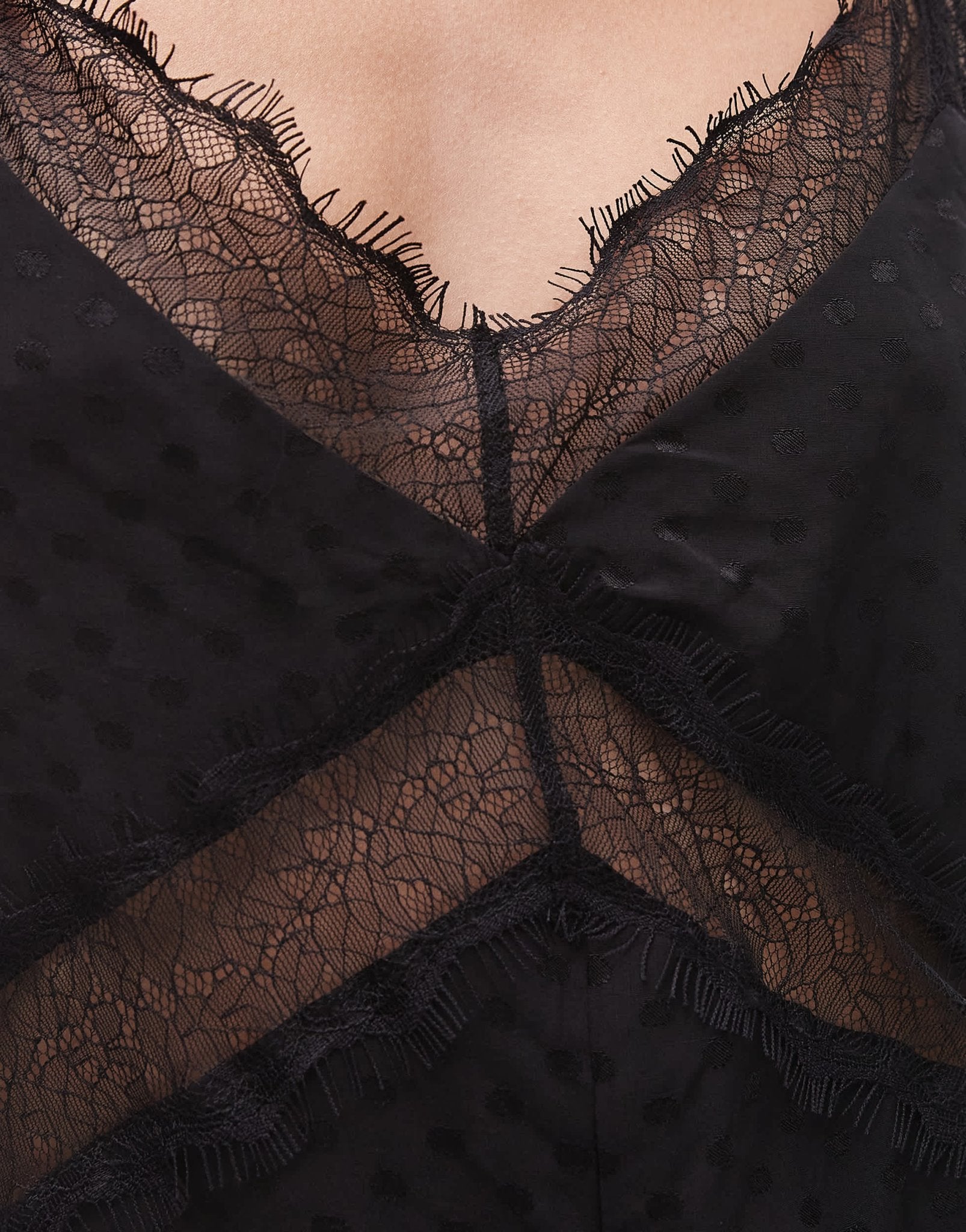 Topshop midi jacquard jumpsuit with lace bust in black - ASOS Sample Sale