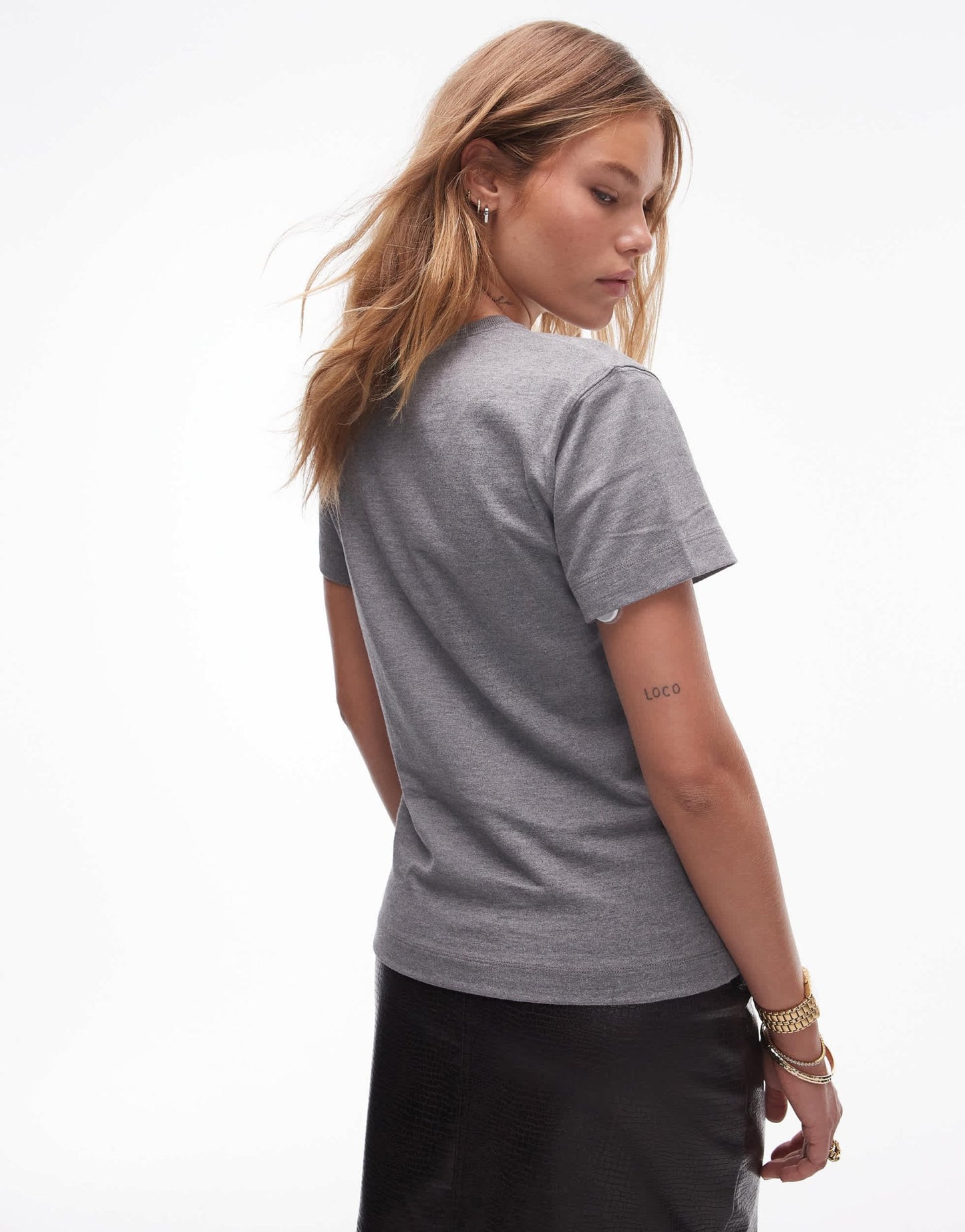 Topshop Milan boxy graphic tee in grey marl - ASOS Sample Sale