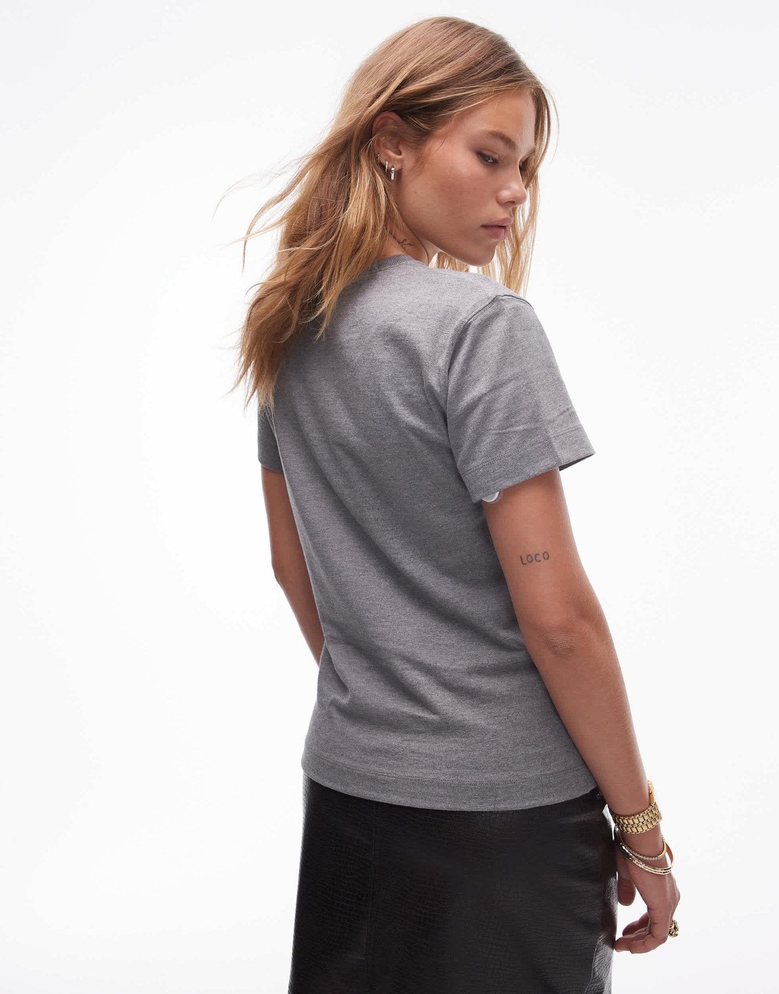 Topshop Milan boxy graphic tee in grey marl - ASOS Sample Sale