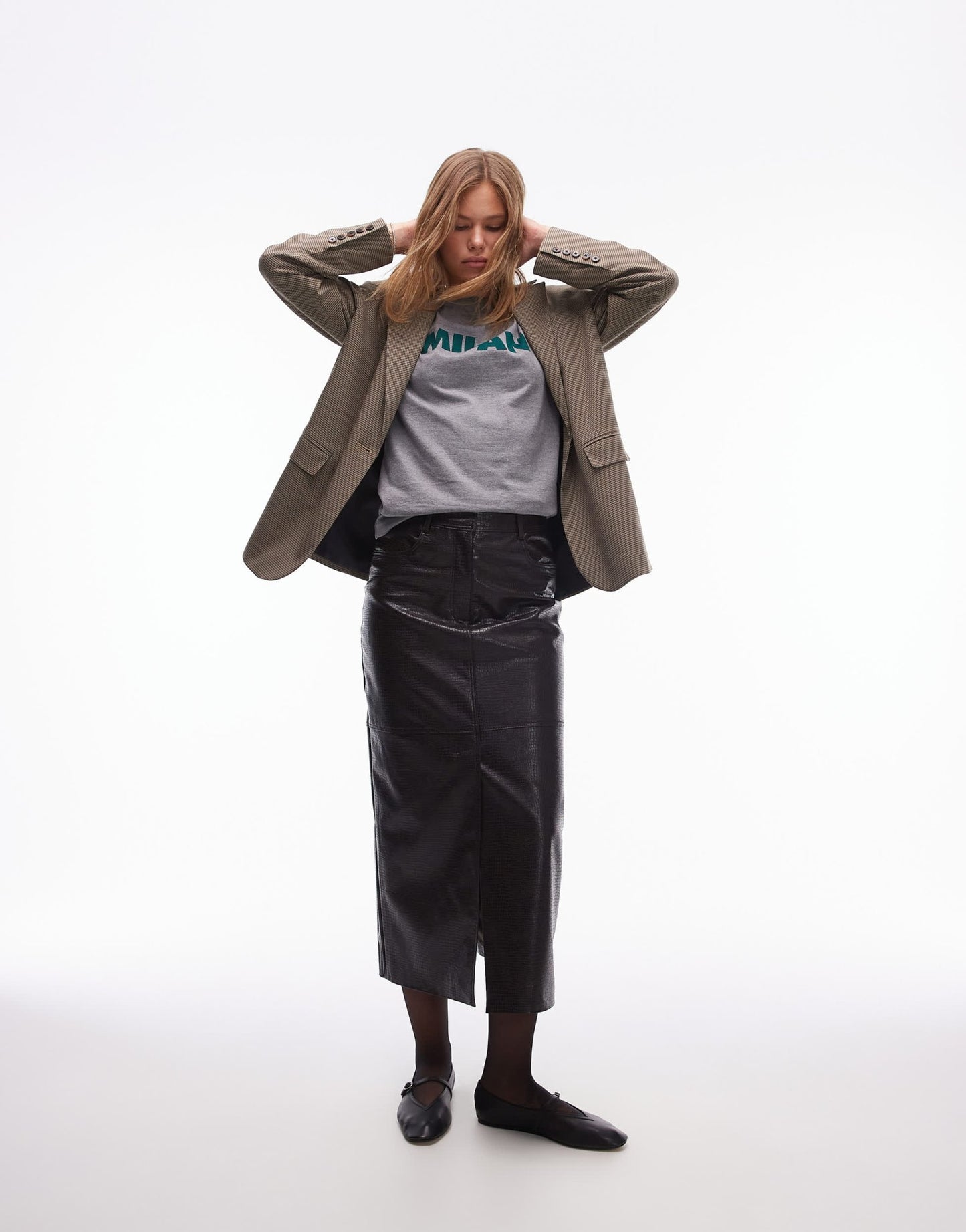 Topshop Milan boxy graphic tee in grey marl - ASOS Sample Sale