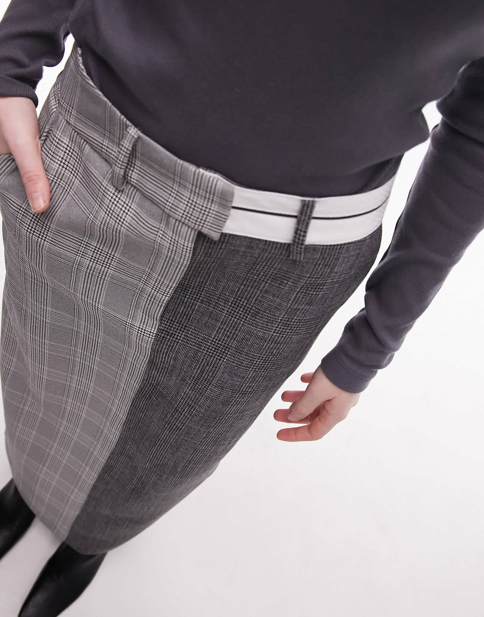 Topshop mix and match check mens waistband midi skirt in multi - ASOS Sample Sale