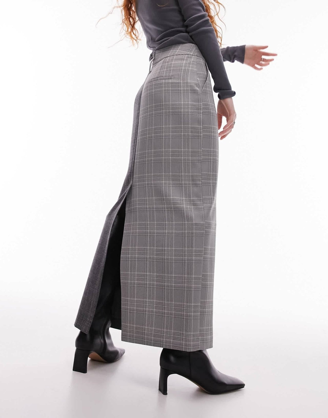 Topshop mix and match check mens waistband midi skirt in multi - ASOS Sample Sale