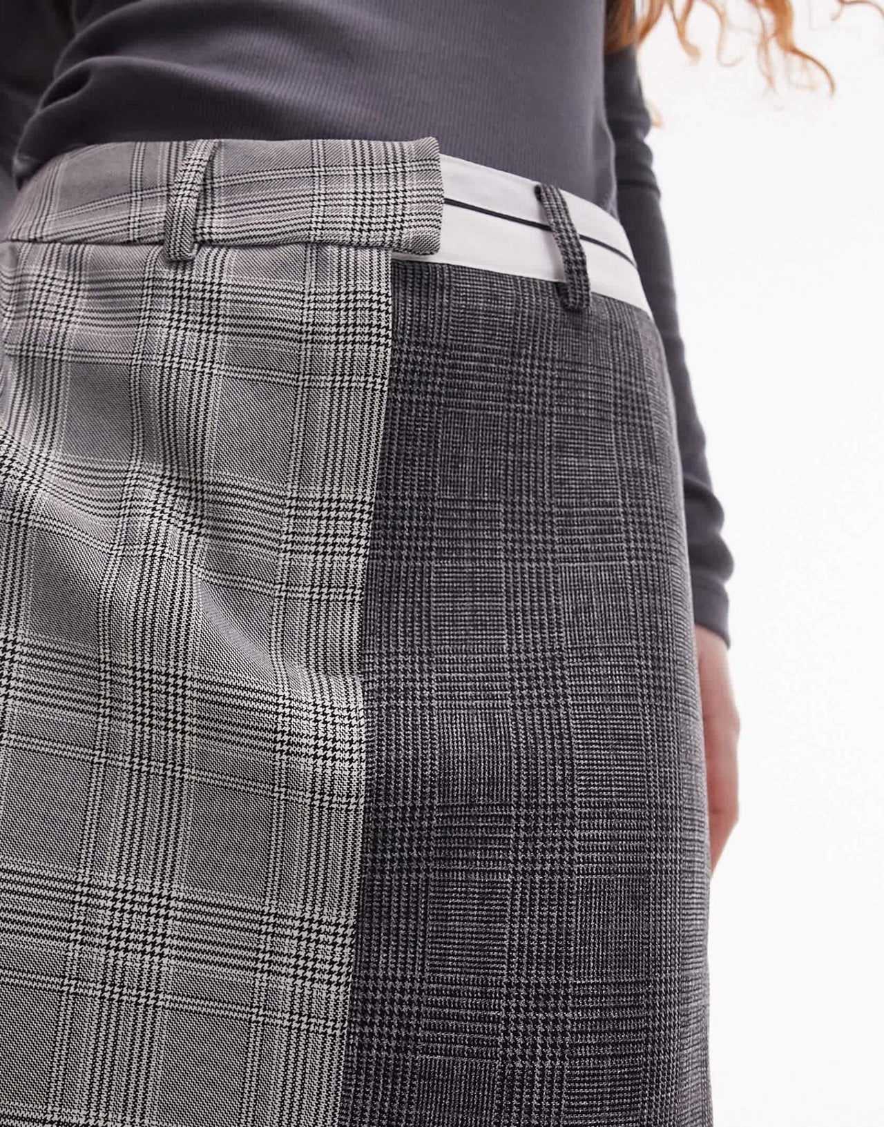 Topshop mix and match check mens waistband midi skirt in multi - ASOS Sample Sale