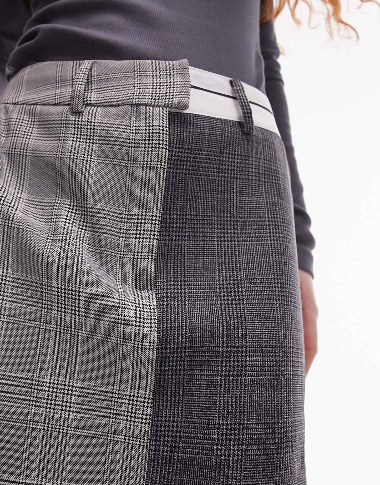 Topshop mix and match check mens waistband midi skirt in multi - ASOS Sample Sale