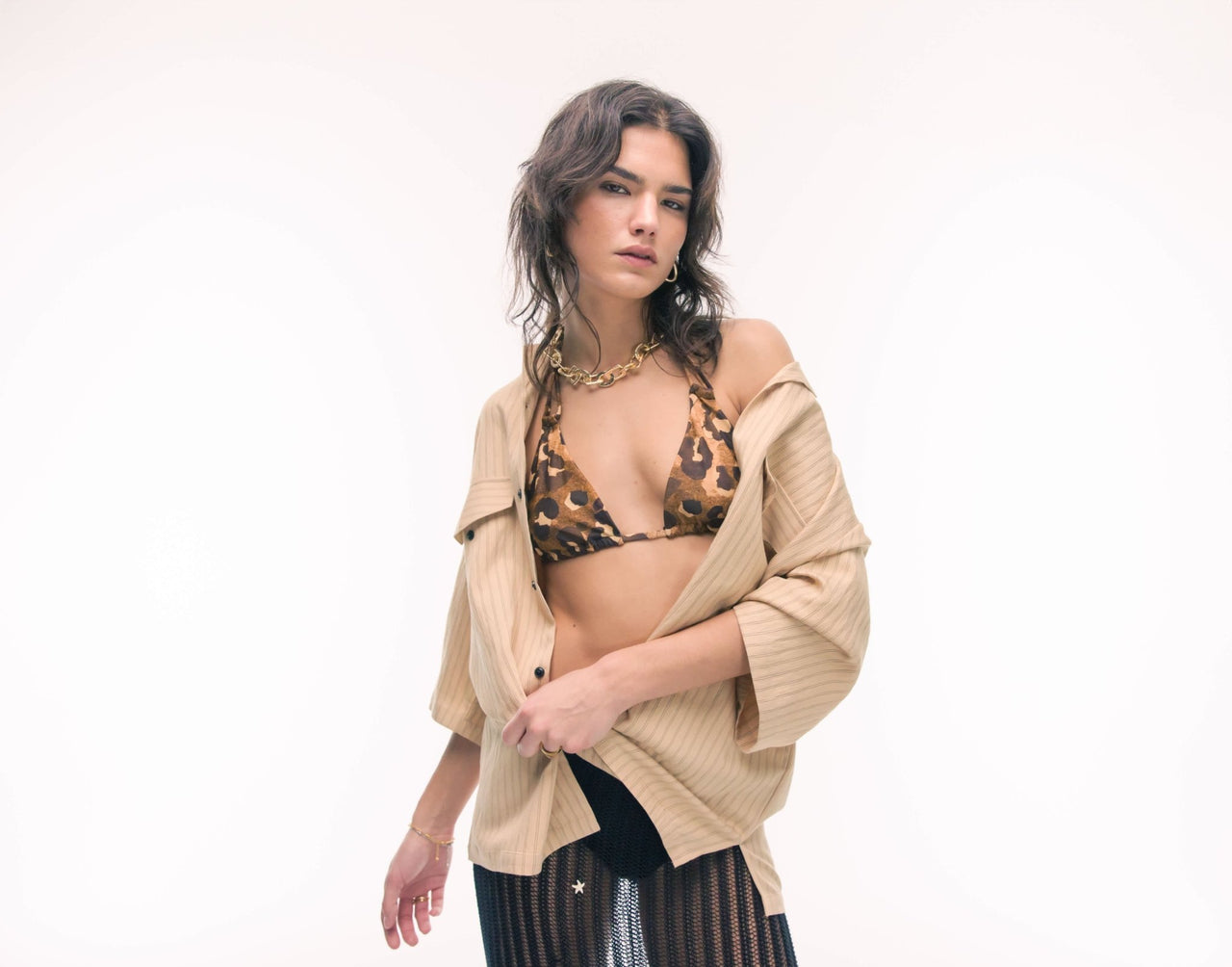 Topshop mix and match triangle bikini top with knot detail in leopard print - ASOS Sample Sale
