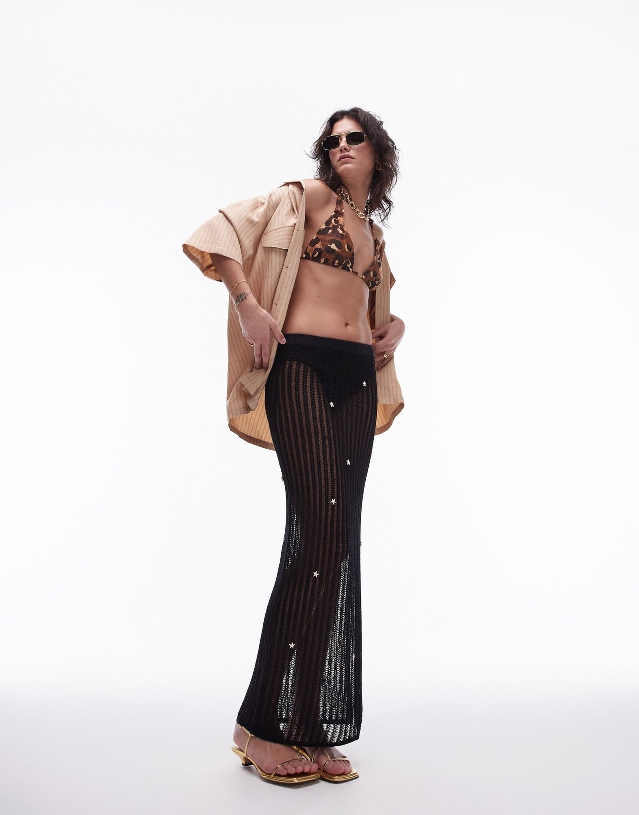 Topshop mix and match triangle bikini top with knot detail in leopard print - ASOS Sample Sale