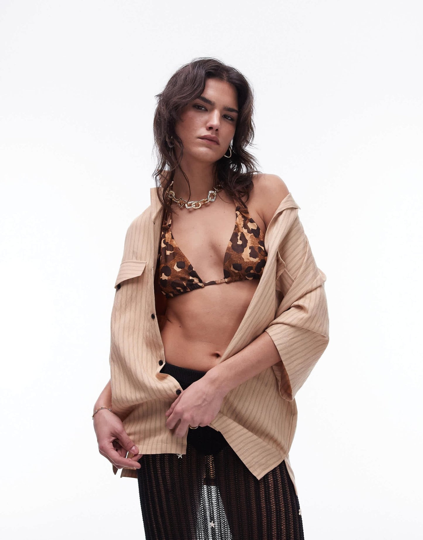 Topshop mix and match triangle bikini top with knot detail in leopard print - ASOS Sample Sale
