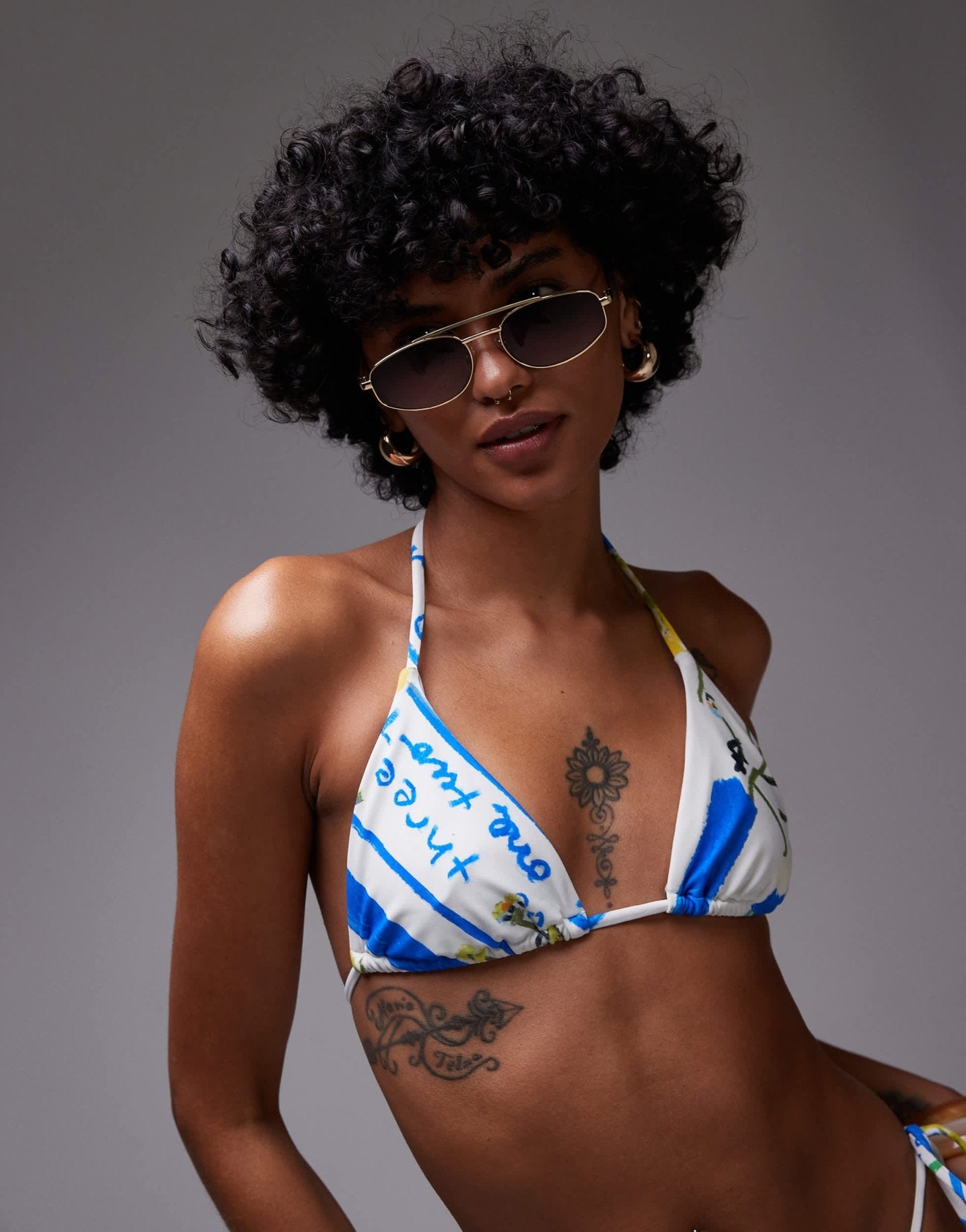 Topshop Mykonos triangle bikini top in multi - ASOS Sample Sale