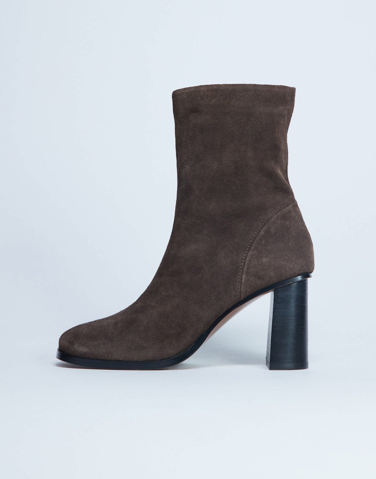 Topshop Nellie real suede heeled ankle boot in chocolate - ASOS Sample Sale