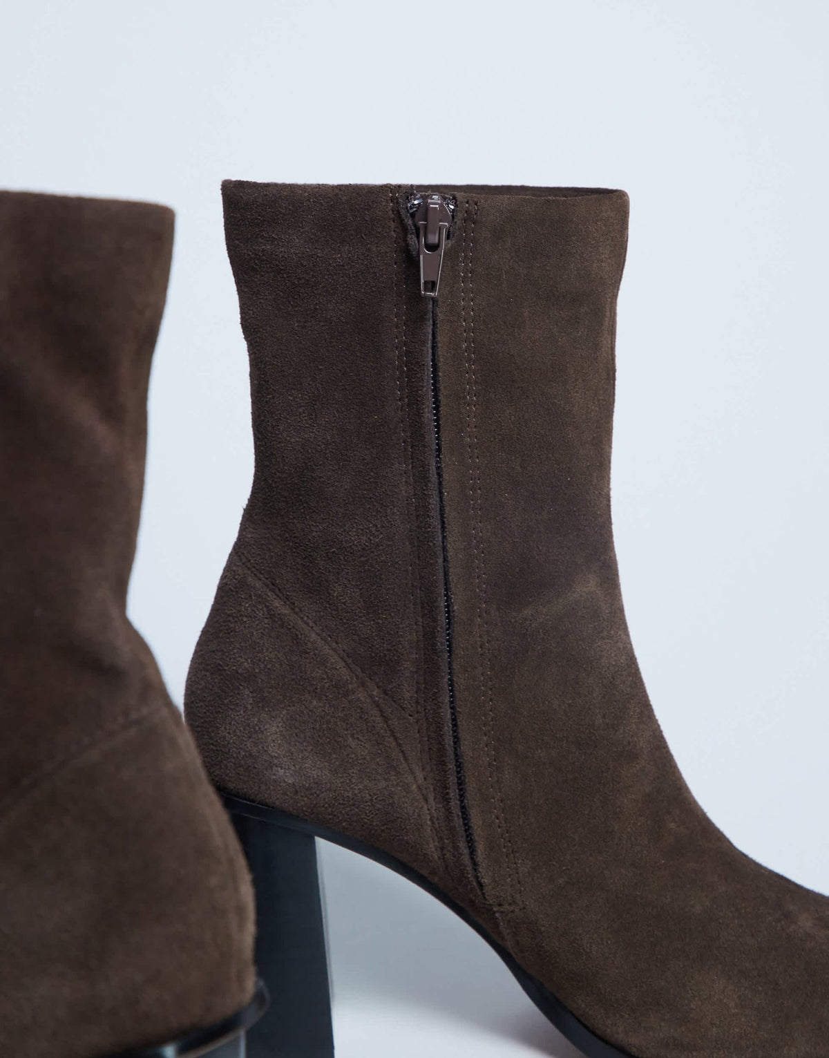 Topshop Nellie real suede heeled ankle boot in chocolate - ASOS Sample Sale