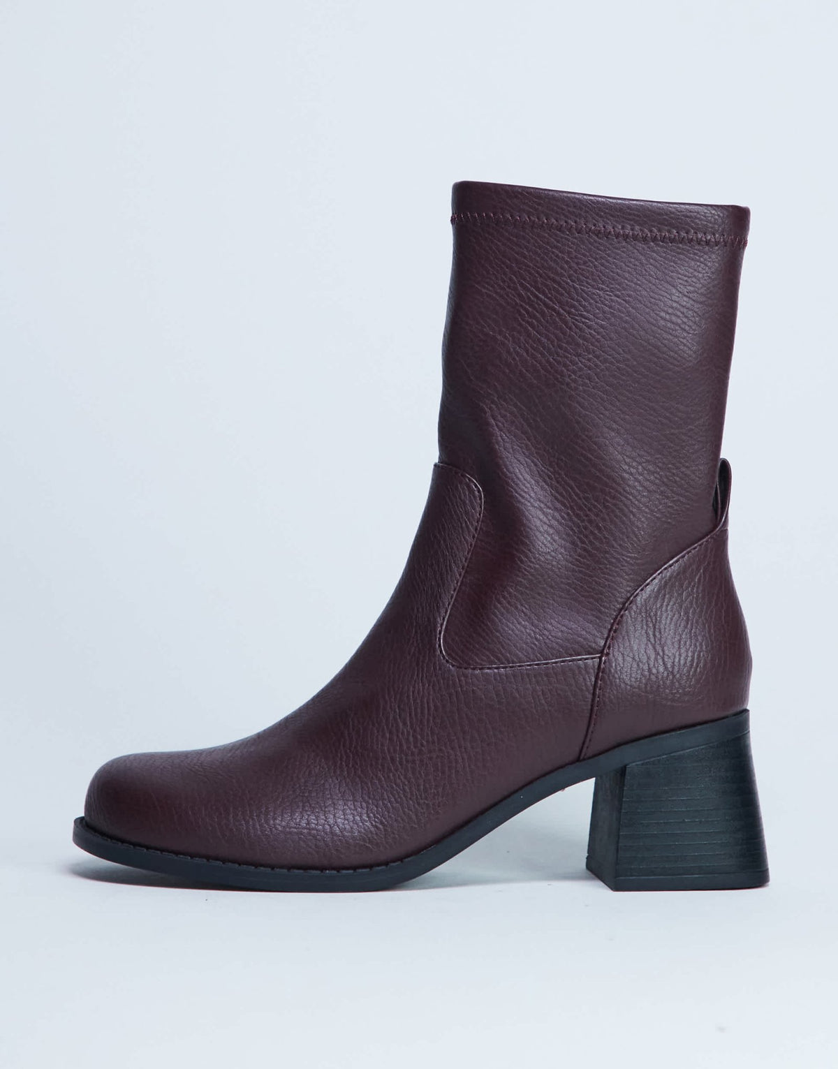 Topshop Niamh block heel ankle boot in burgundy - ASOS Sample Sale