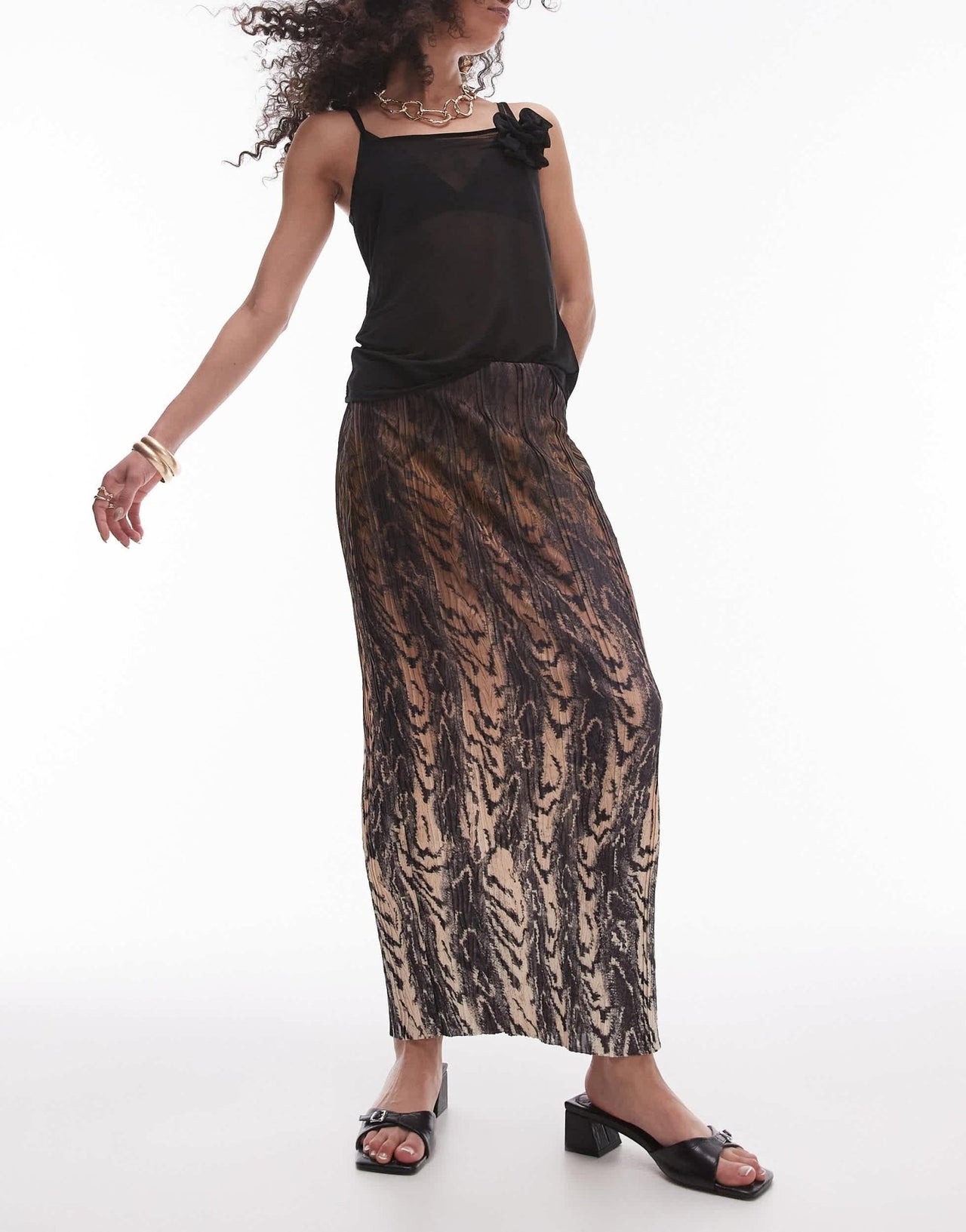 Topshop ombre snake plisse skirt in multi - ASOS Sample Sale