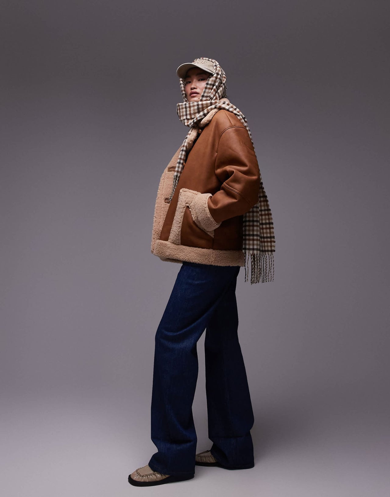 Topshop oversized car coat in tan - ASOS Sample Sale