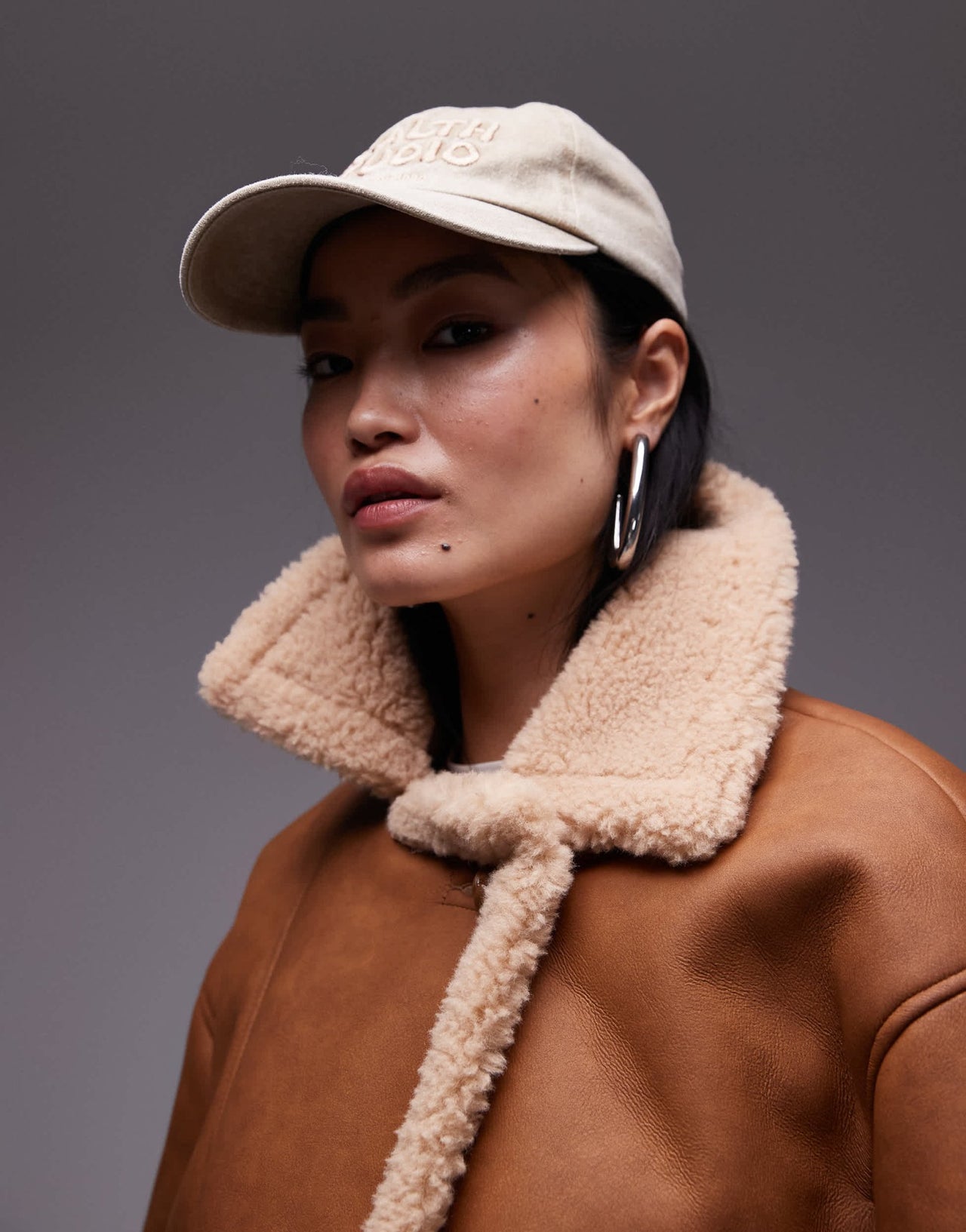 Topshop oversized car coat in tan - ASOS Sample Sale