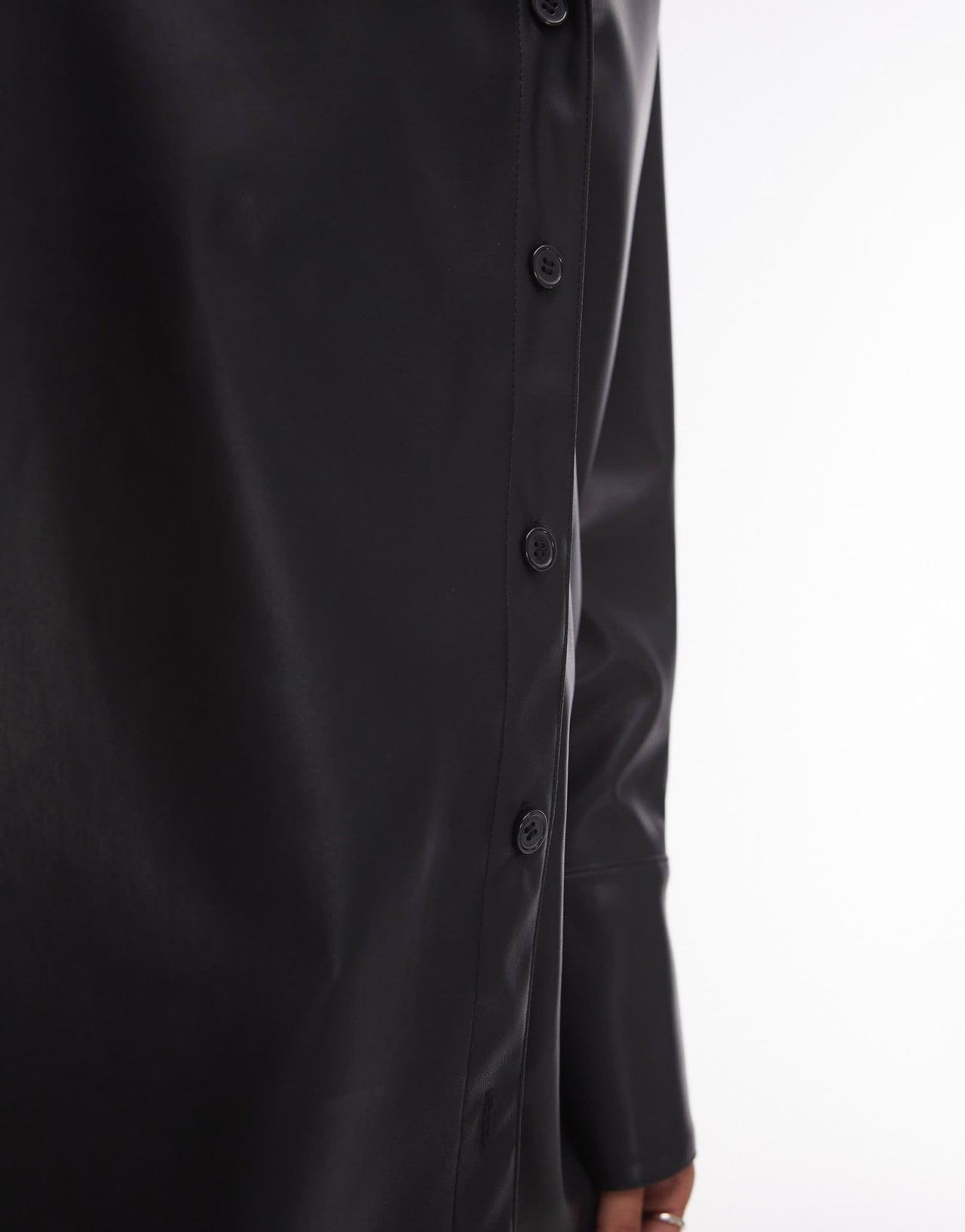 Topshop oversized faux leather shirt in black - ASOS Sample Sale