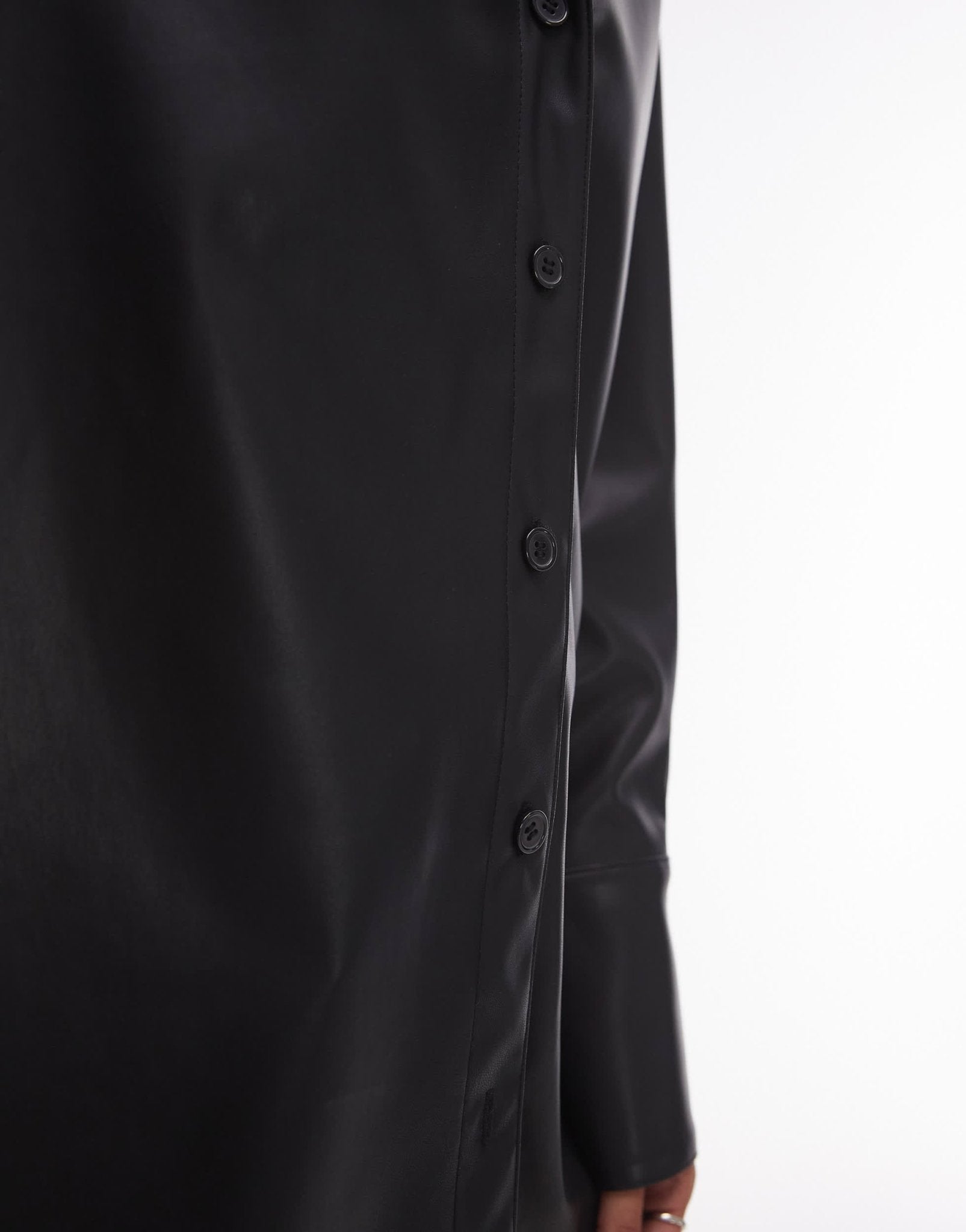 Topshop oversized faux leather shirt in black - ASOS Sample Sale