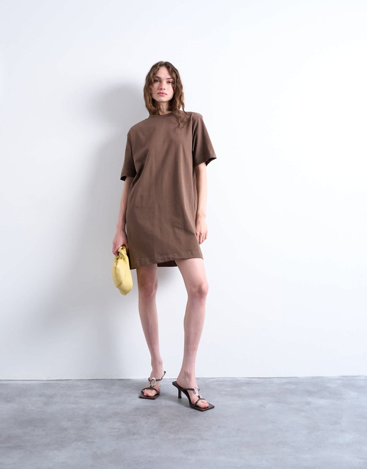 Topshop oversized premium short sleeve t-shirt dress in chocolate brown - ASOS Sample Sale