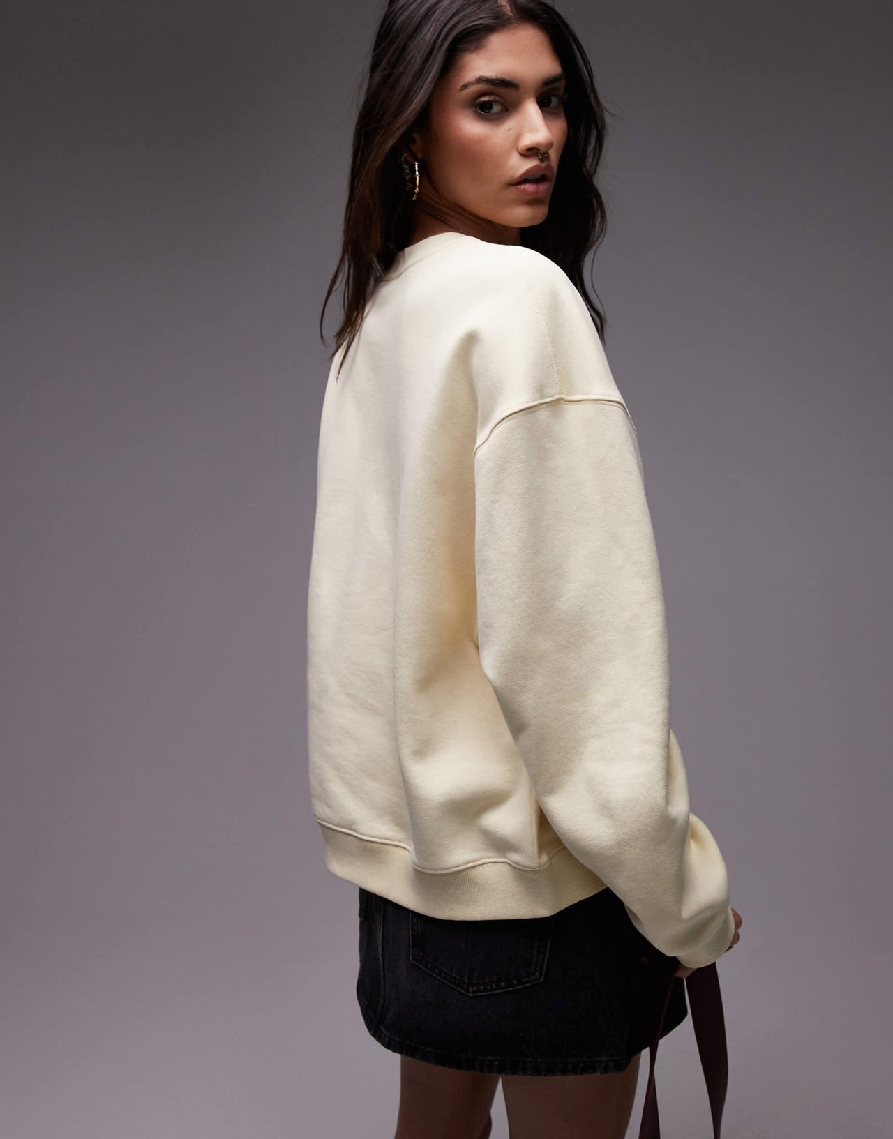 Topshop oversized seamed sweatshirt in buttermilk yellow - ASOS Sample Sale