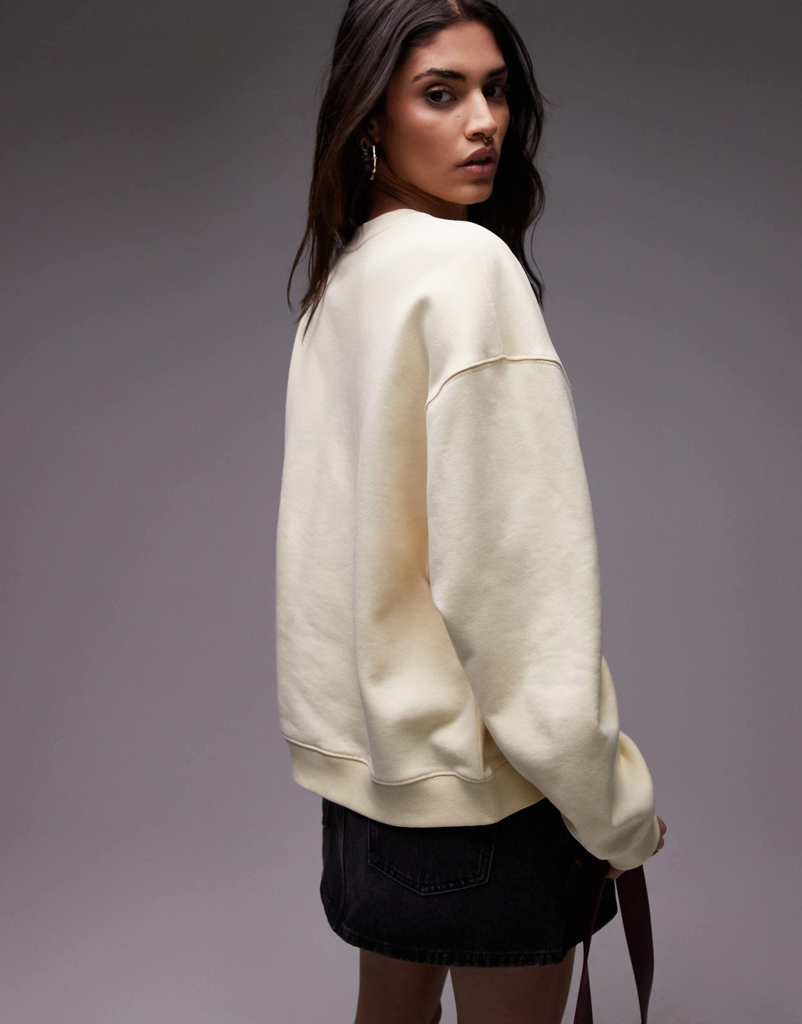 Topshop oversized seamed sweatshirt in buttermilk yellow - ASOS Sample Sale