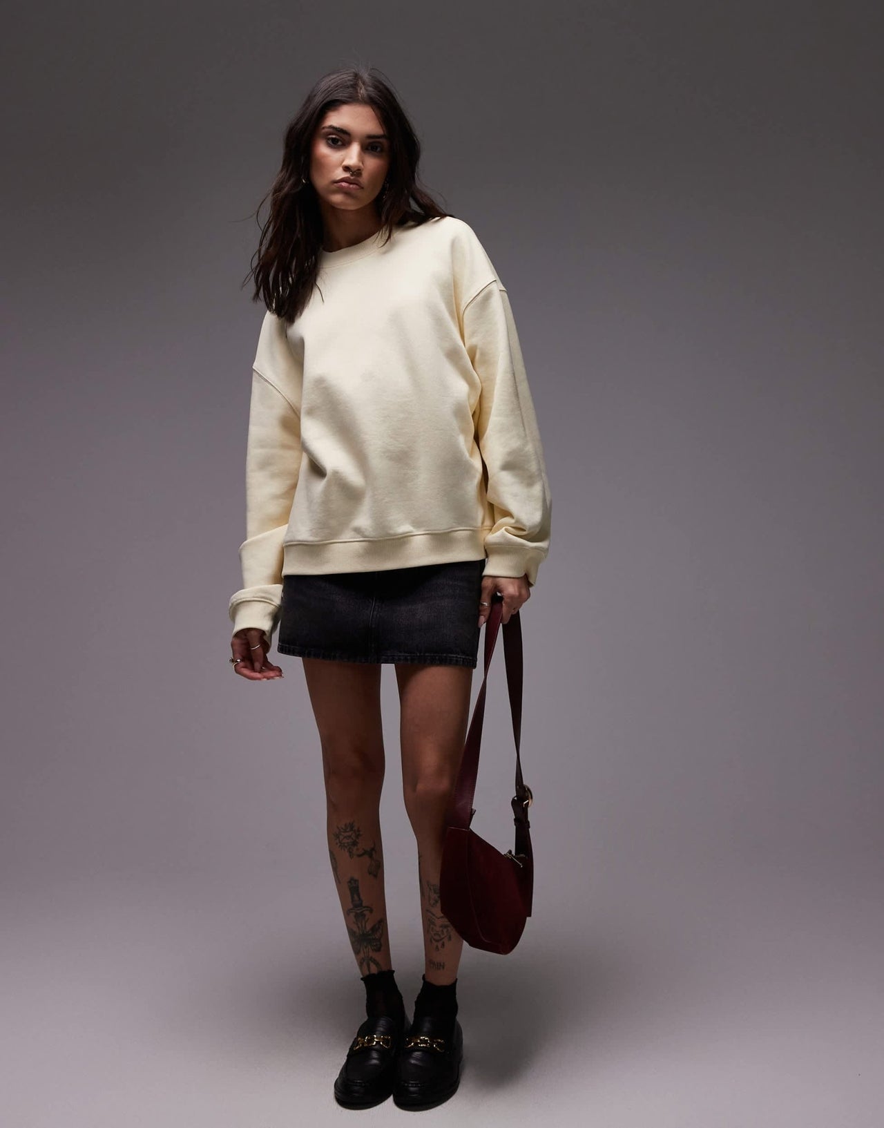 Topshop oversized seamed sweatshirt in buttermilk yellow - ASOS Sample Sale