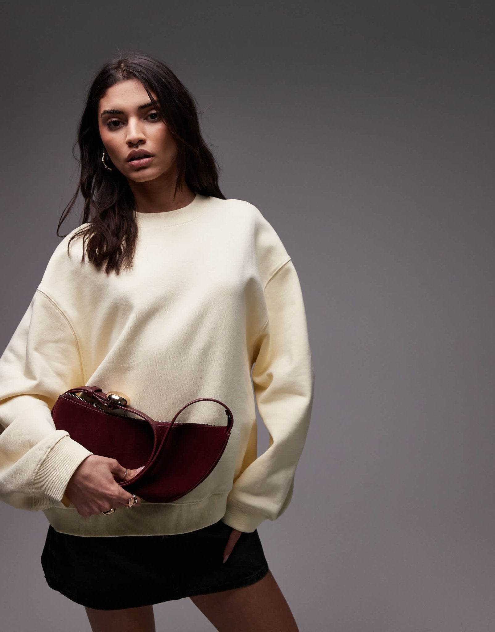 Topshop oversized seamed sweatshirt in buttermilk yellow - ASOS Sample Sale