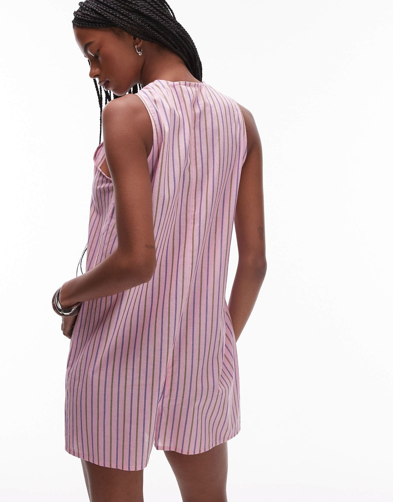 Topshop pink stripe romper in pink - ASOS Sample Sale