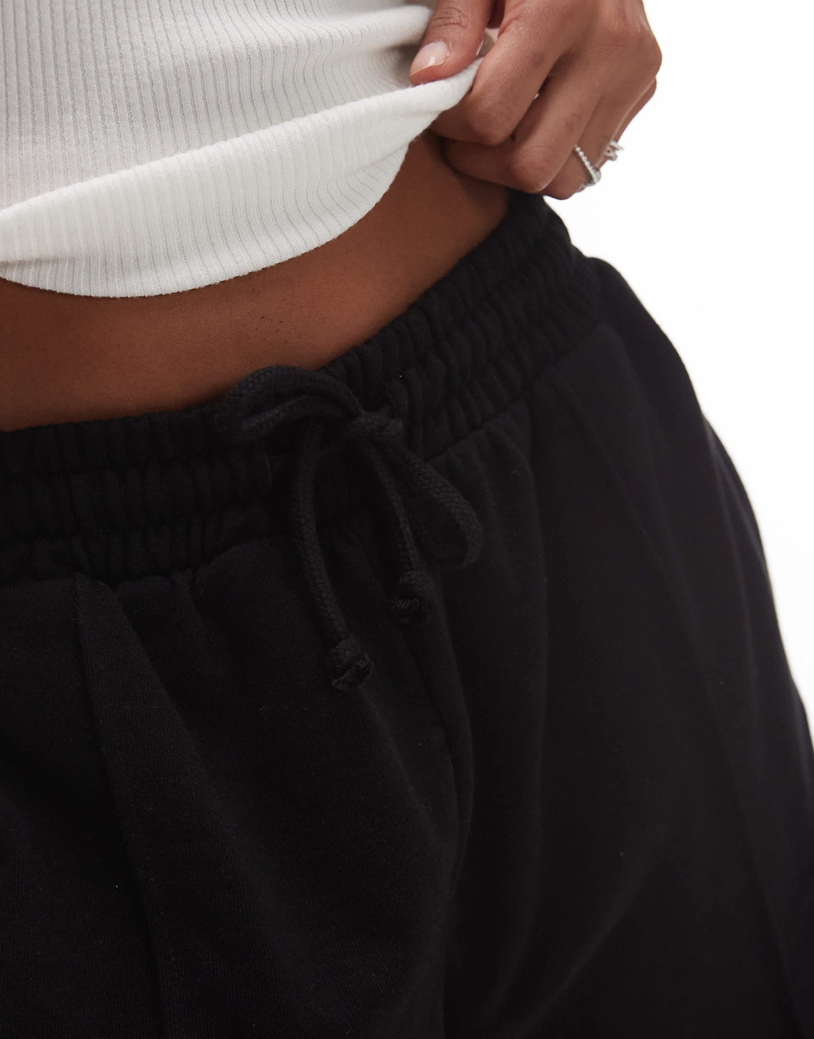 Topshop pintuck jogger short in black - ASOS Sample Sale