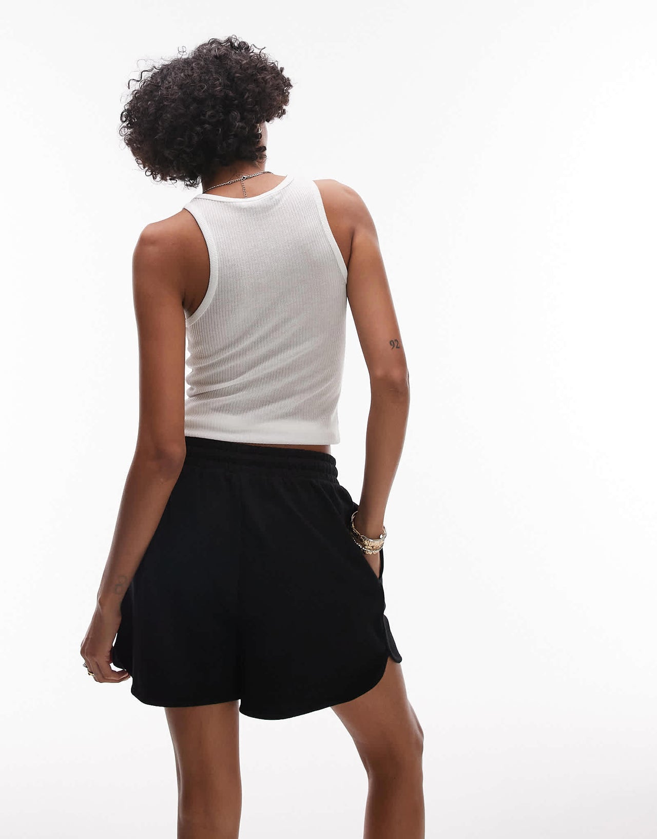 Topshop pintuck jogger short in navy - ASOS Sample Sale