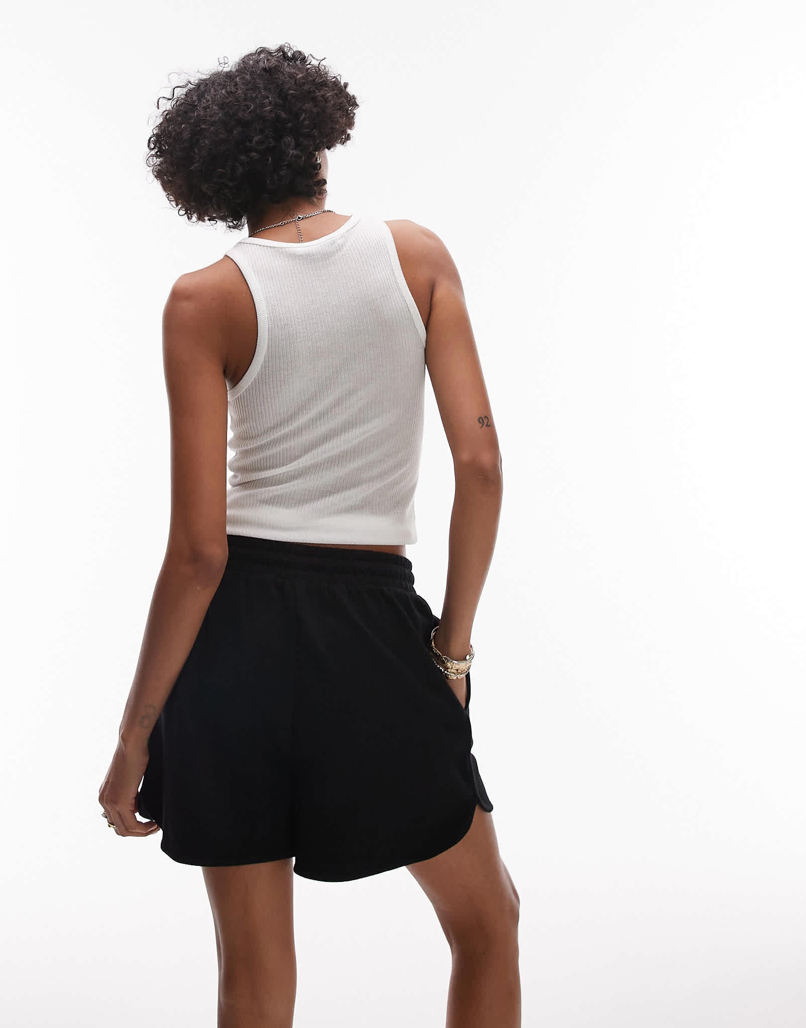 Topshop pintuck jogger short in navy - ASOS Sample Sale