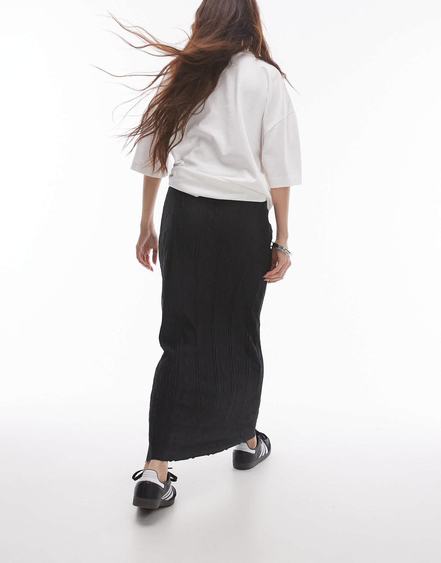 Topshop plisse midi skirt in black - ASOS Sample Sale