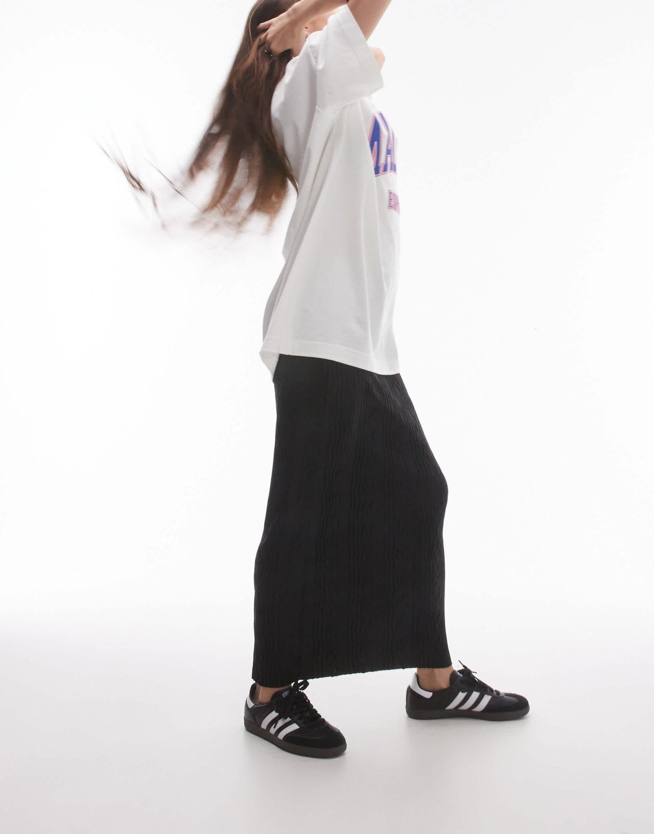 Topshop plisse midi skirt in black - ASOS Sample Sale