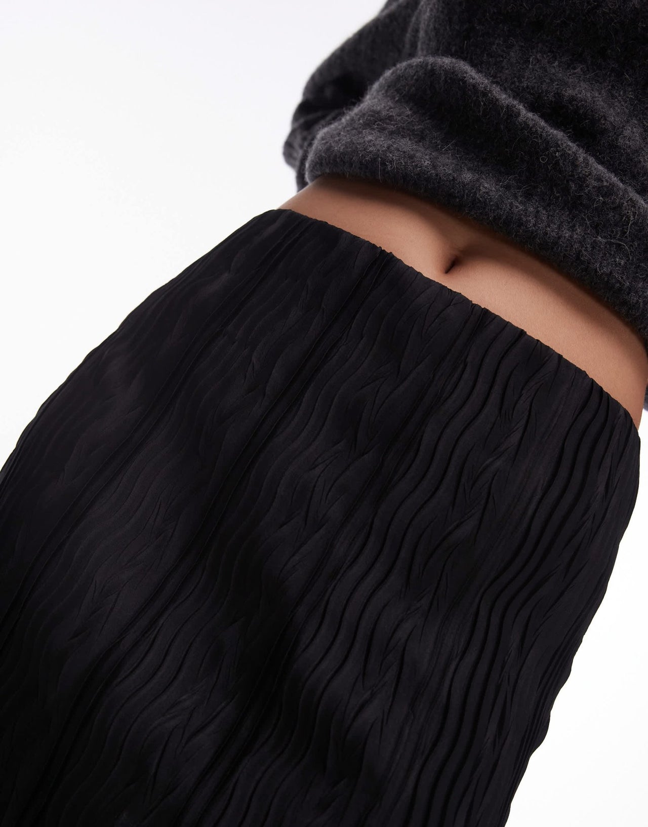 Topshop plisse mini skirt in black - ASOS Sample Sale