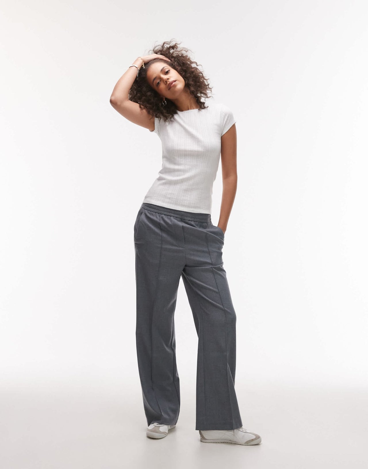 Topshop pointelle tee in white - ASOS Sample Sale