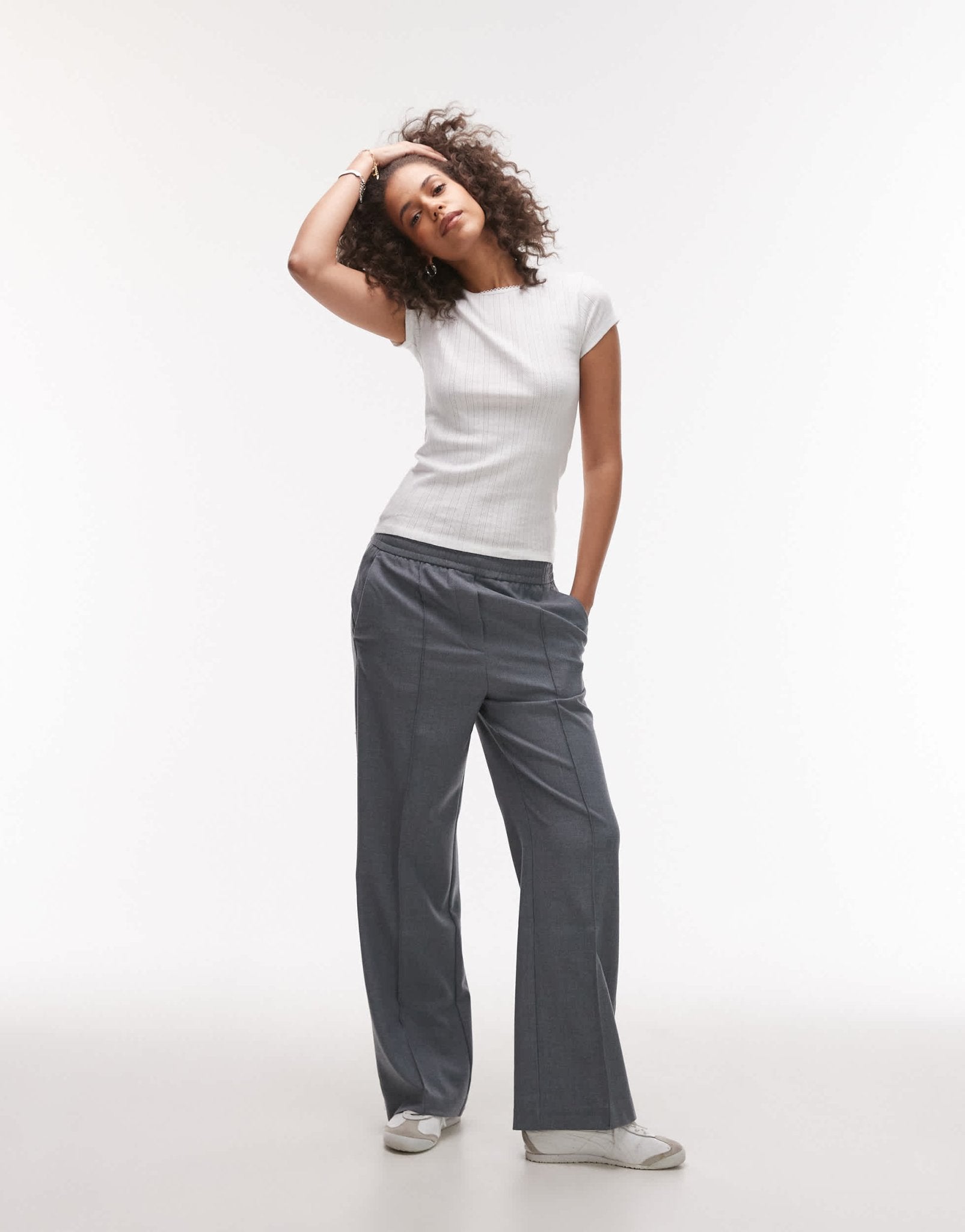 Topshop pointelle tee in white - ASOS Sample Sale