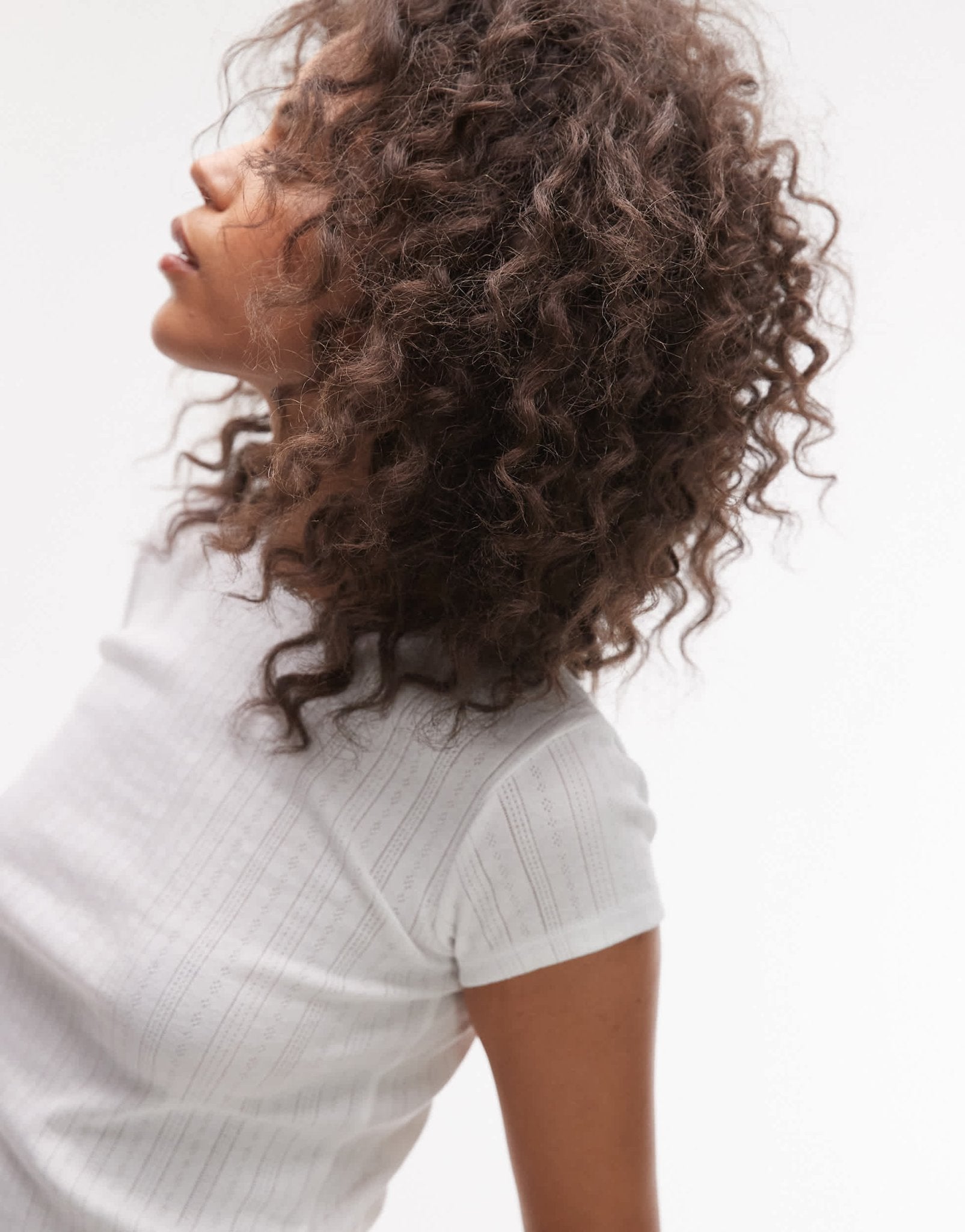 Topshop pointelle tee in white - ASOS Sample Sale