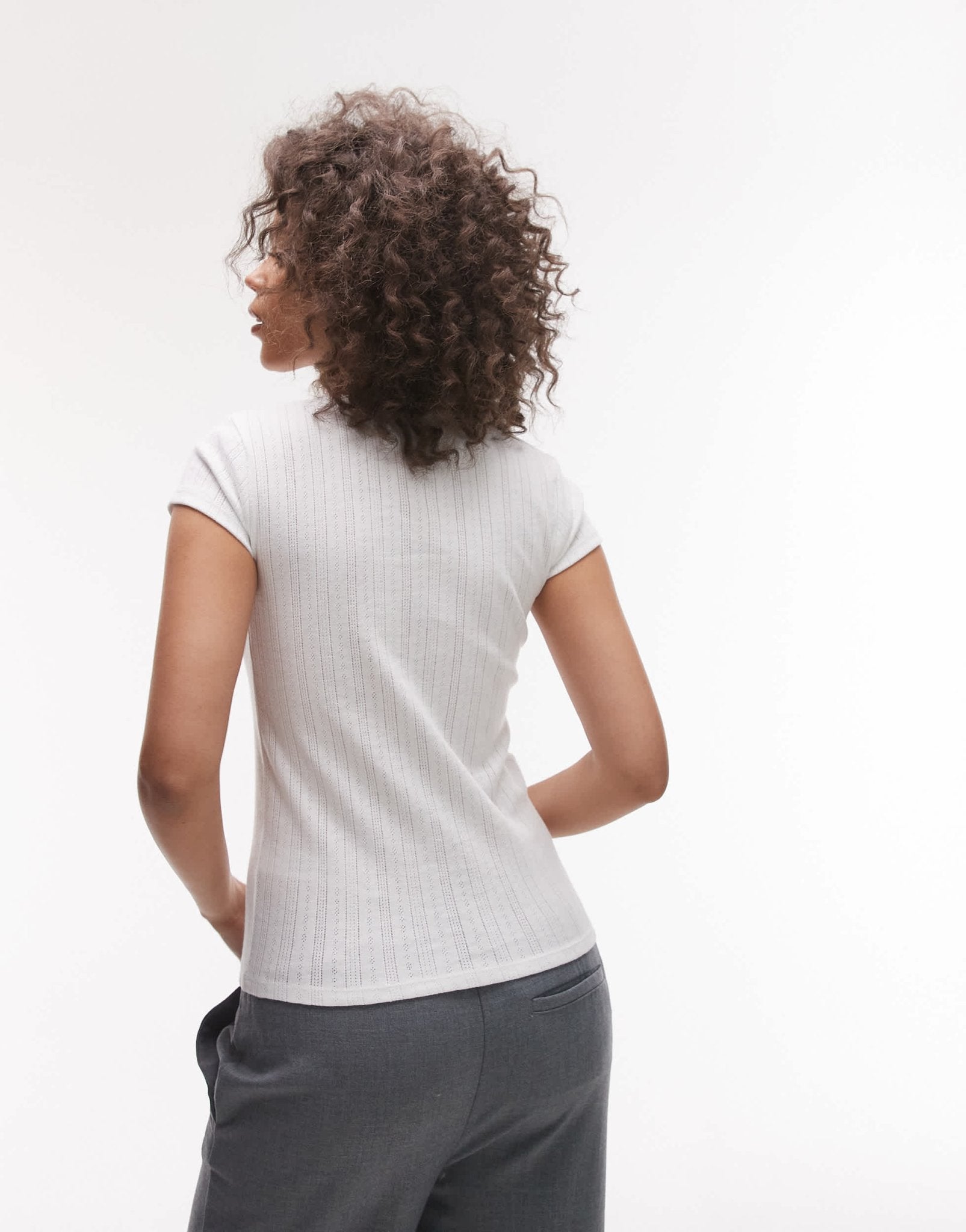 Topshop pointelle tee in white - ASOS Sample Sale