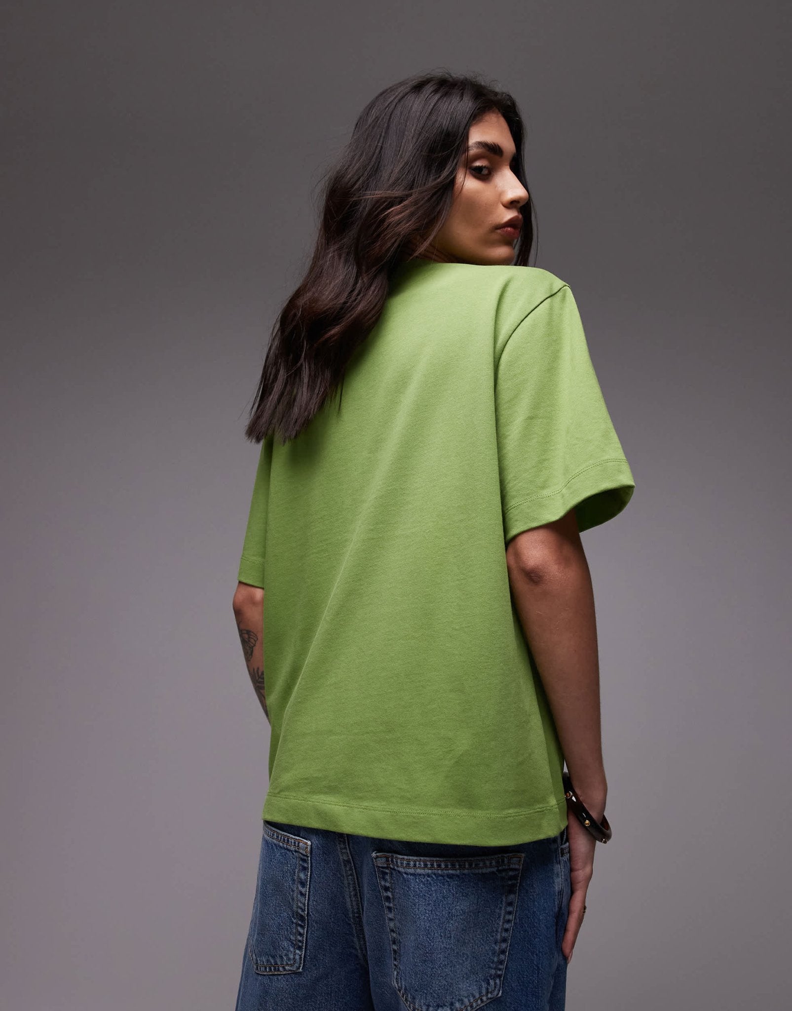 Topshop premium basic short sleeve tee in green - ASOS Sample Sale
