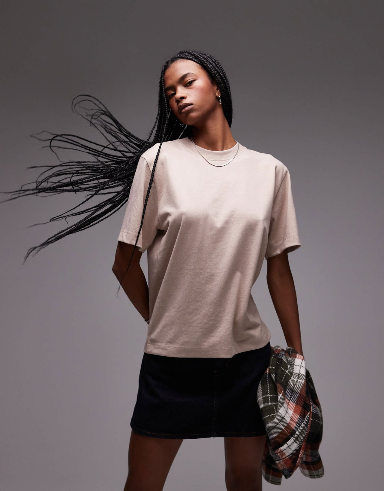 Topshop premium basic short sleeve tee in oat - ASOS Sample Sale