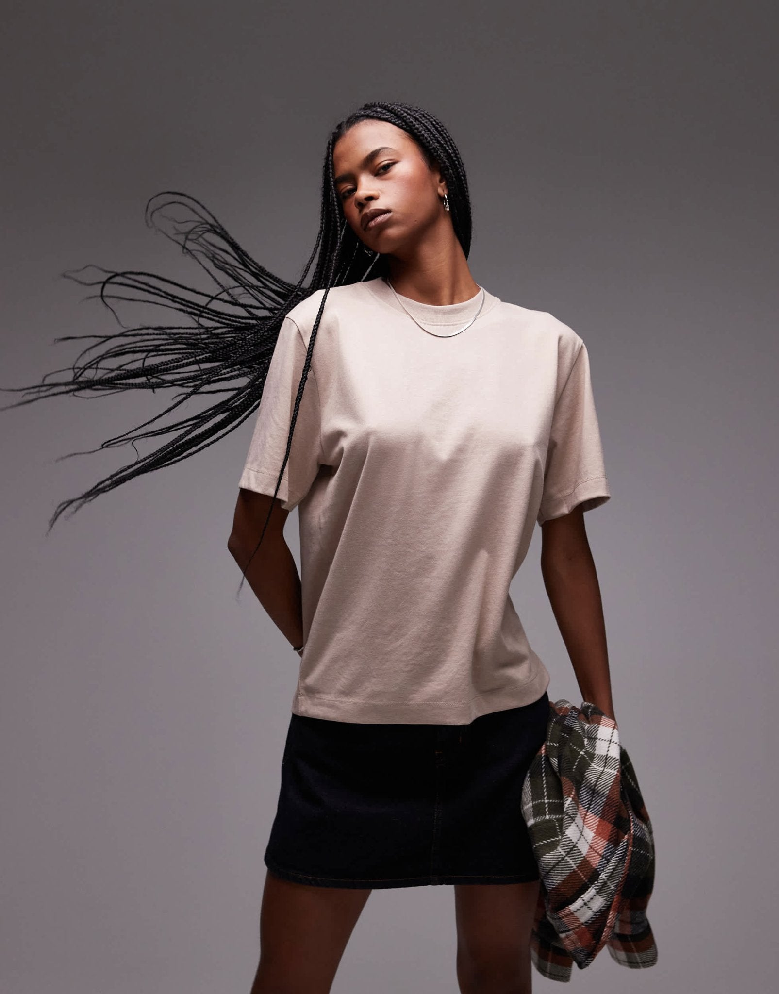 Topshop premium basic short sleeve tee in oat - ASOS Sample Sale