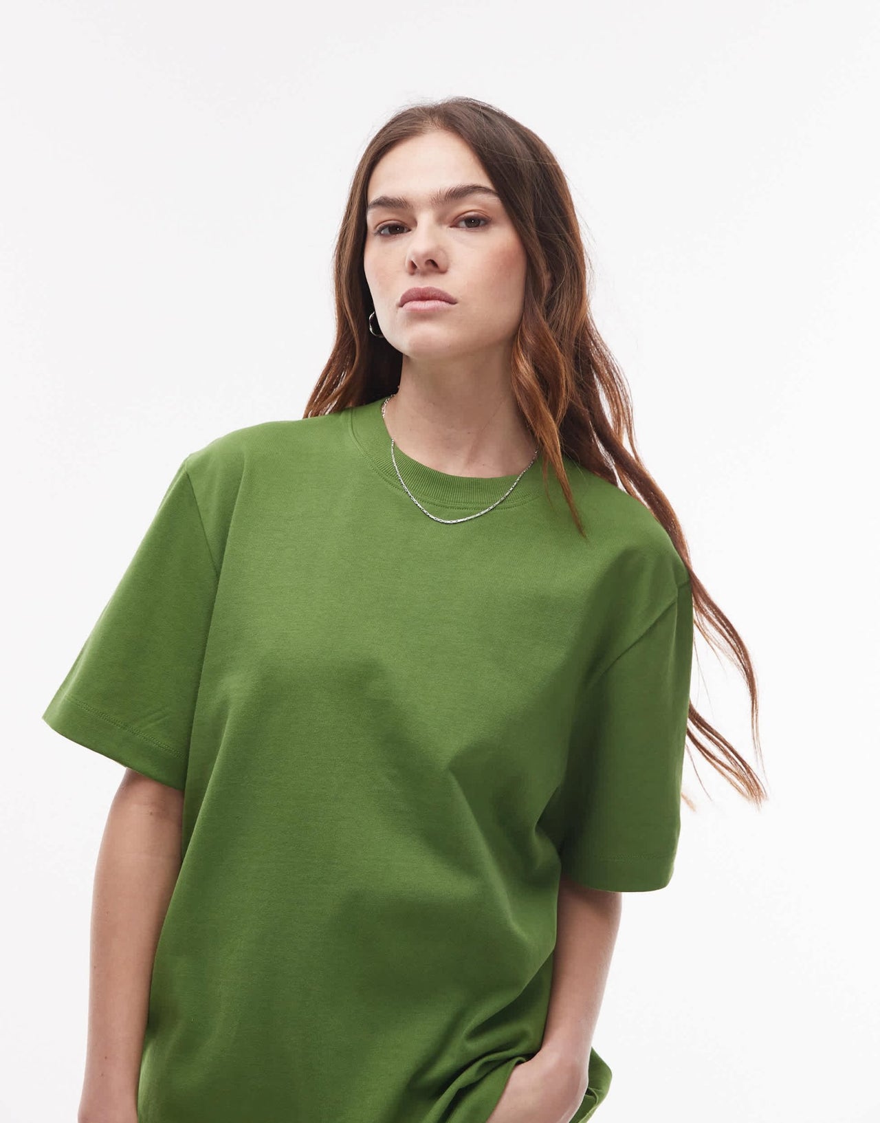 Topshop premium basic short sleeve tee in olive green - ASOS Sample Sale