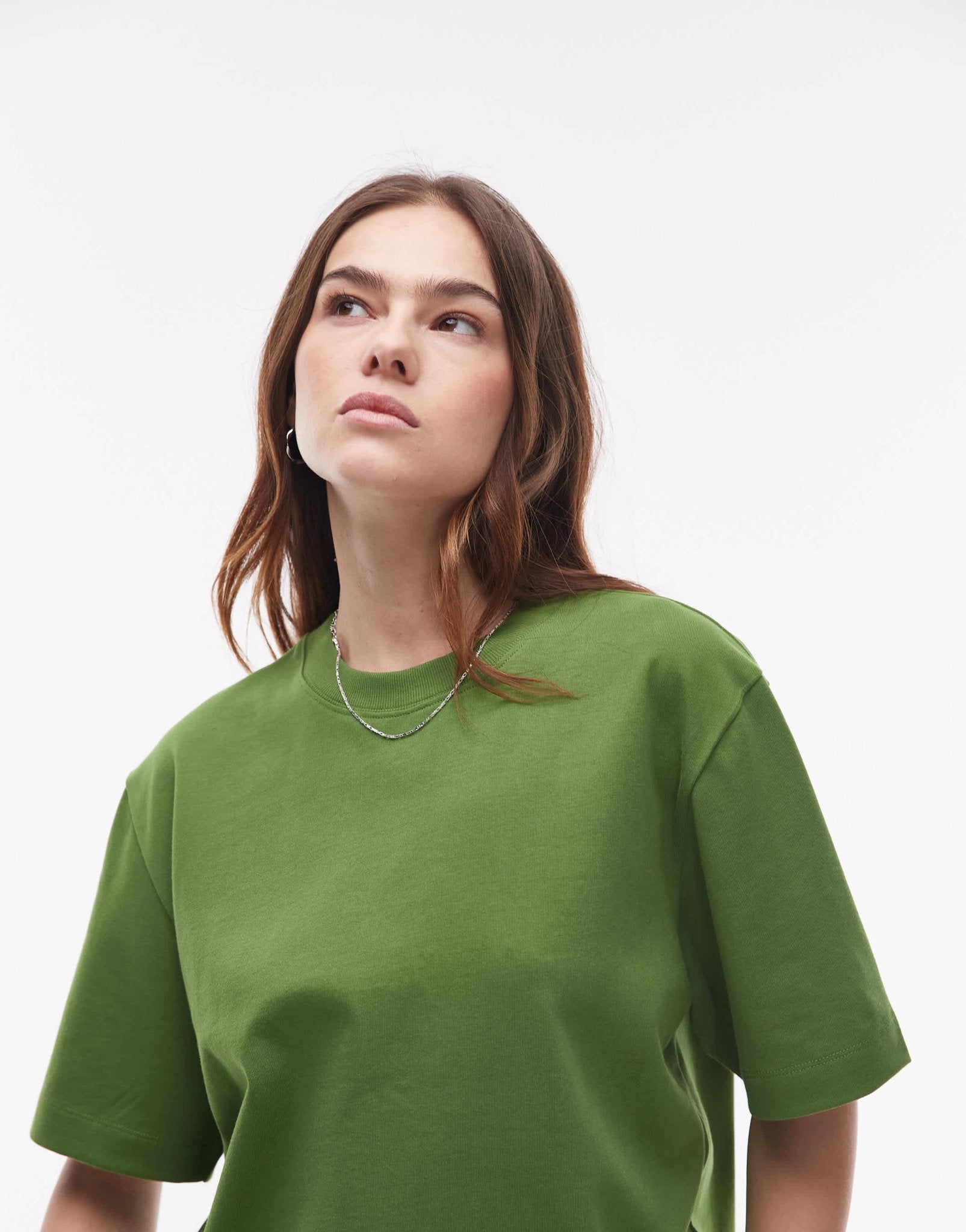 Topshop premium basic short sleeve tee in olive green - ASOS Sample Sale
