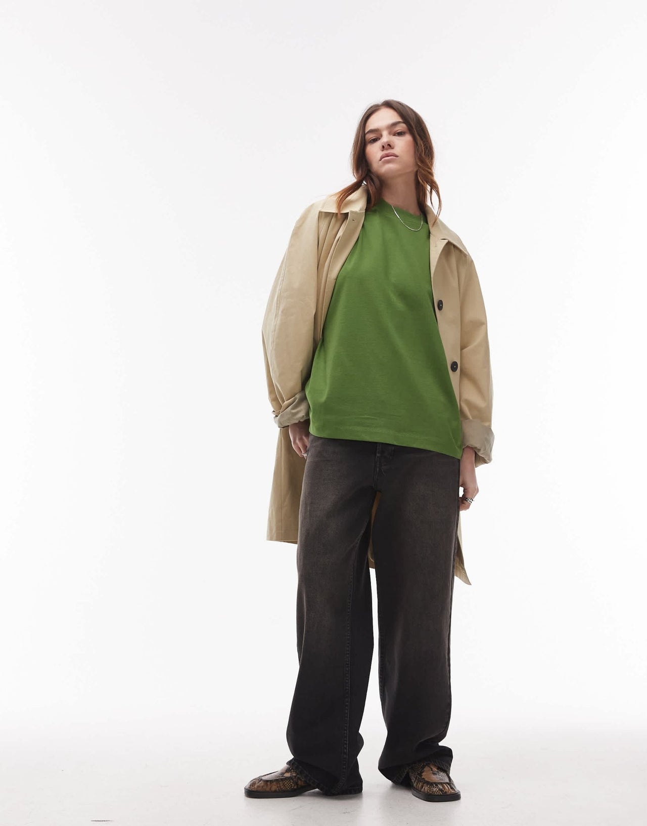 Topshop premium basic short sleeve tee in olive green - ASOS Sample Sale
