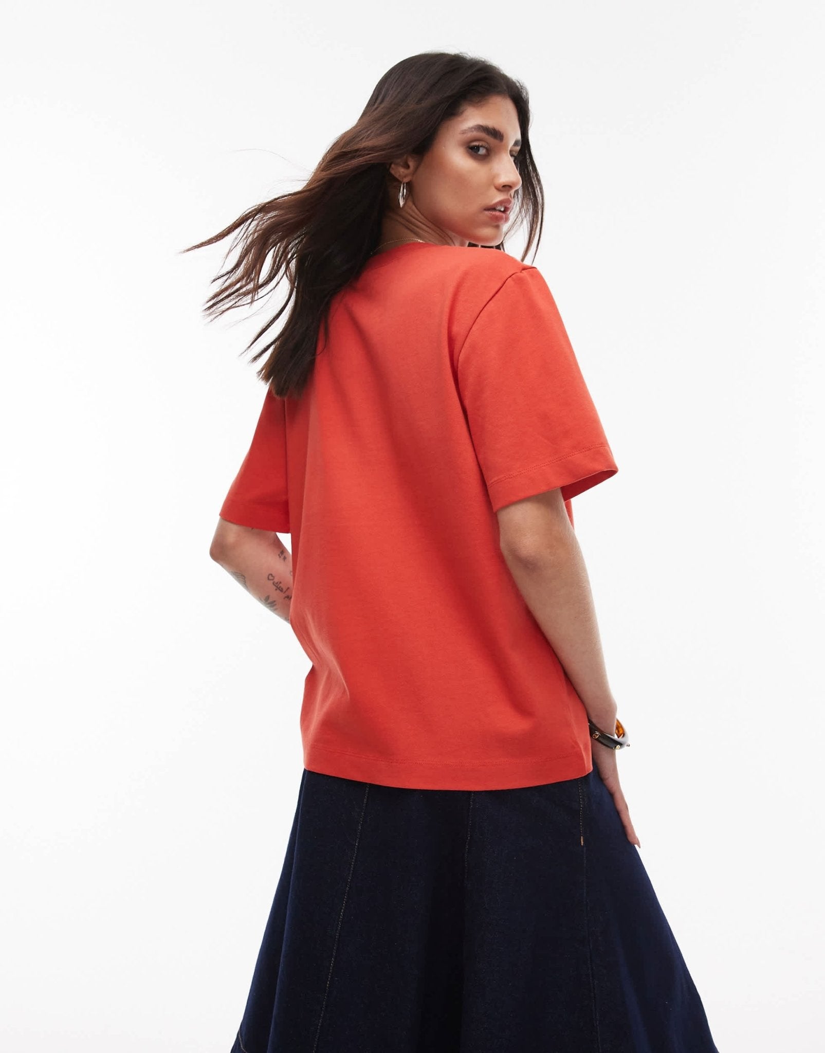 Topshop premium basic short sleeve tee in rust red - ASOS Sample Sale