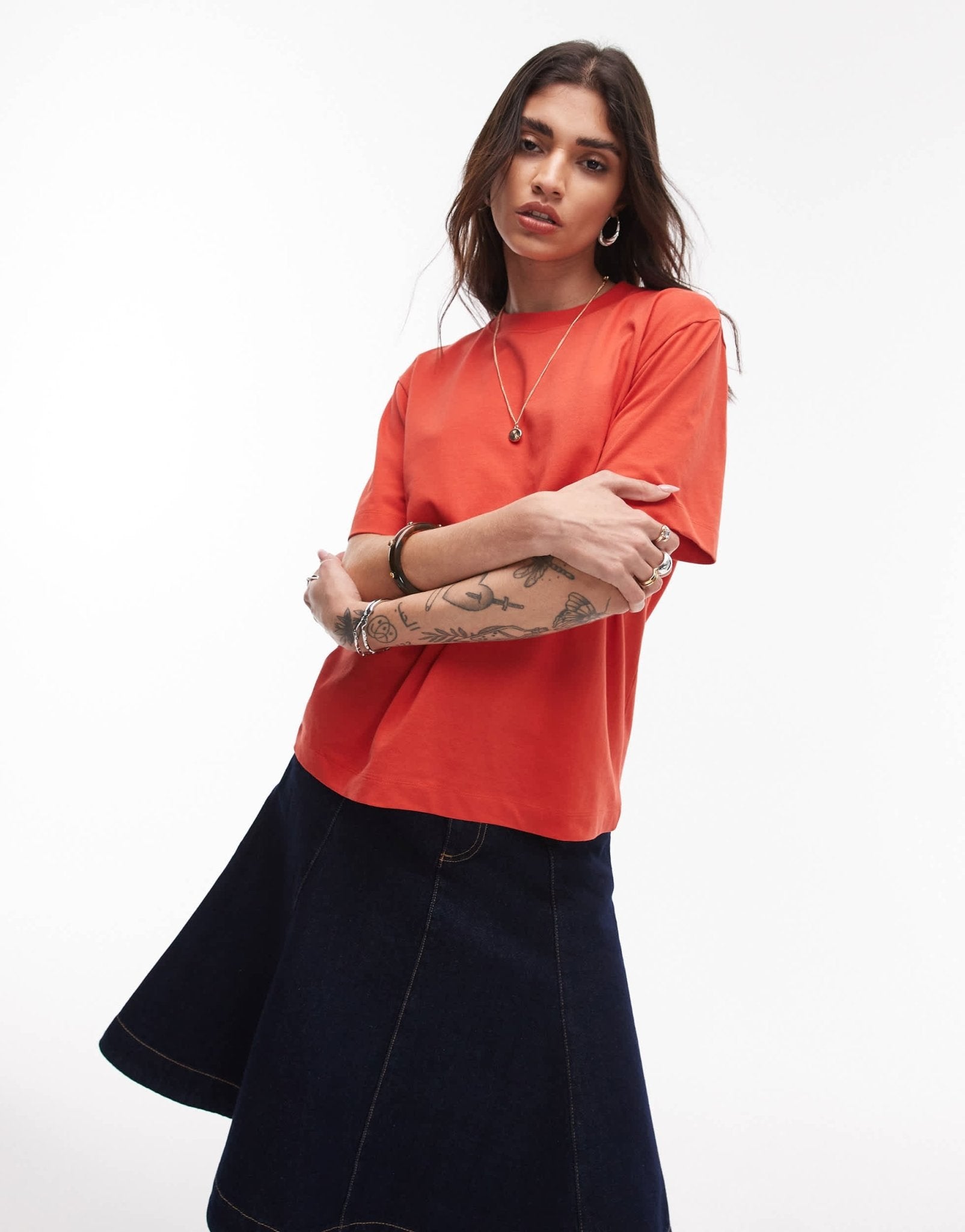 Topshop premium basic short sleeve tee in rust red - ASOS Sample Sale