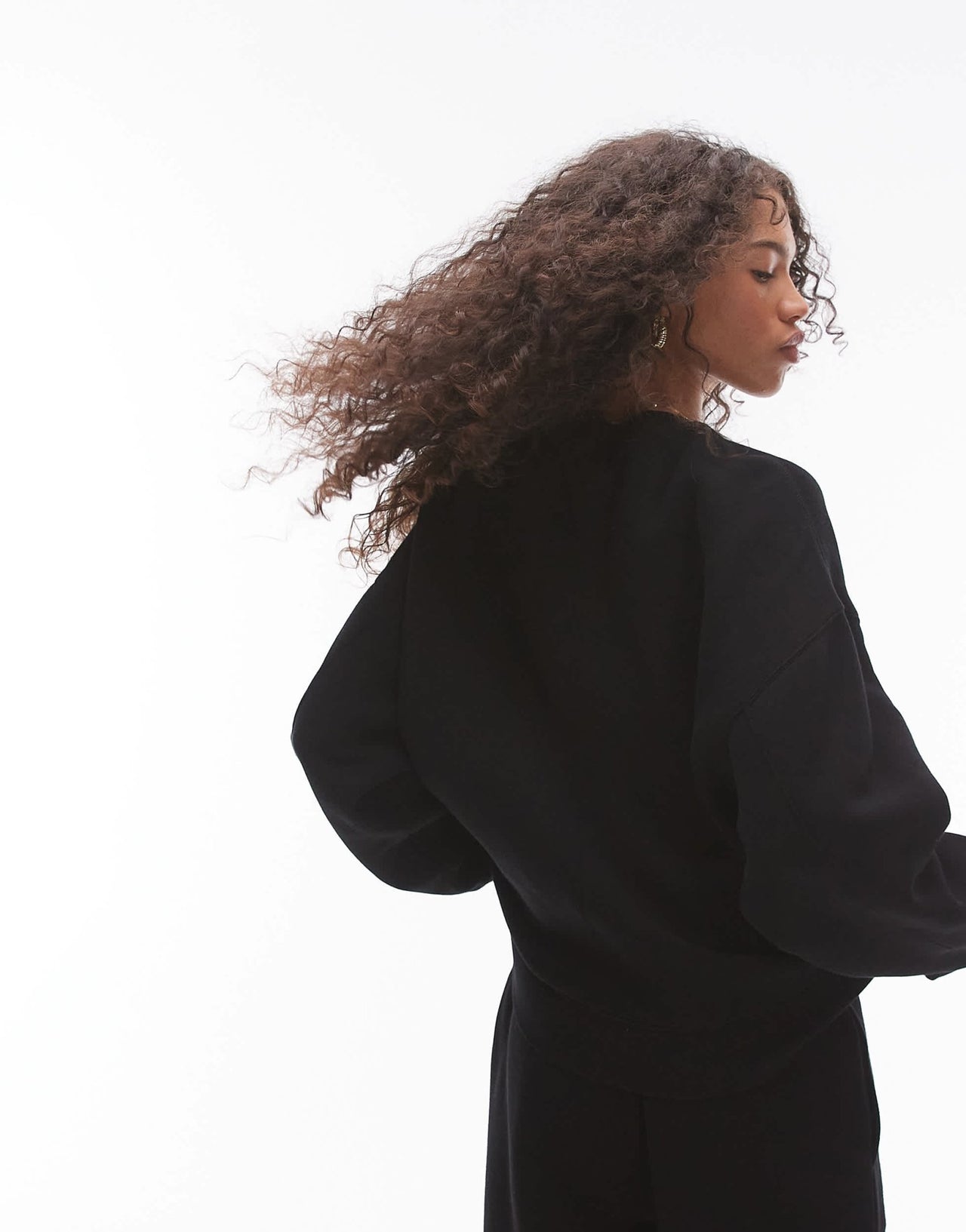 Topshop premium co ord seam detail sweat in black - BLACK - ASOS Sample Sale